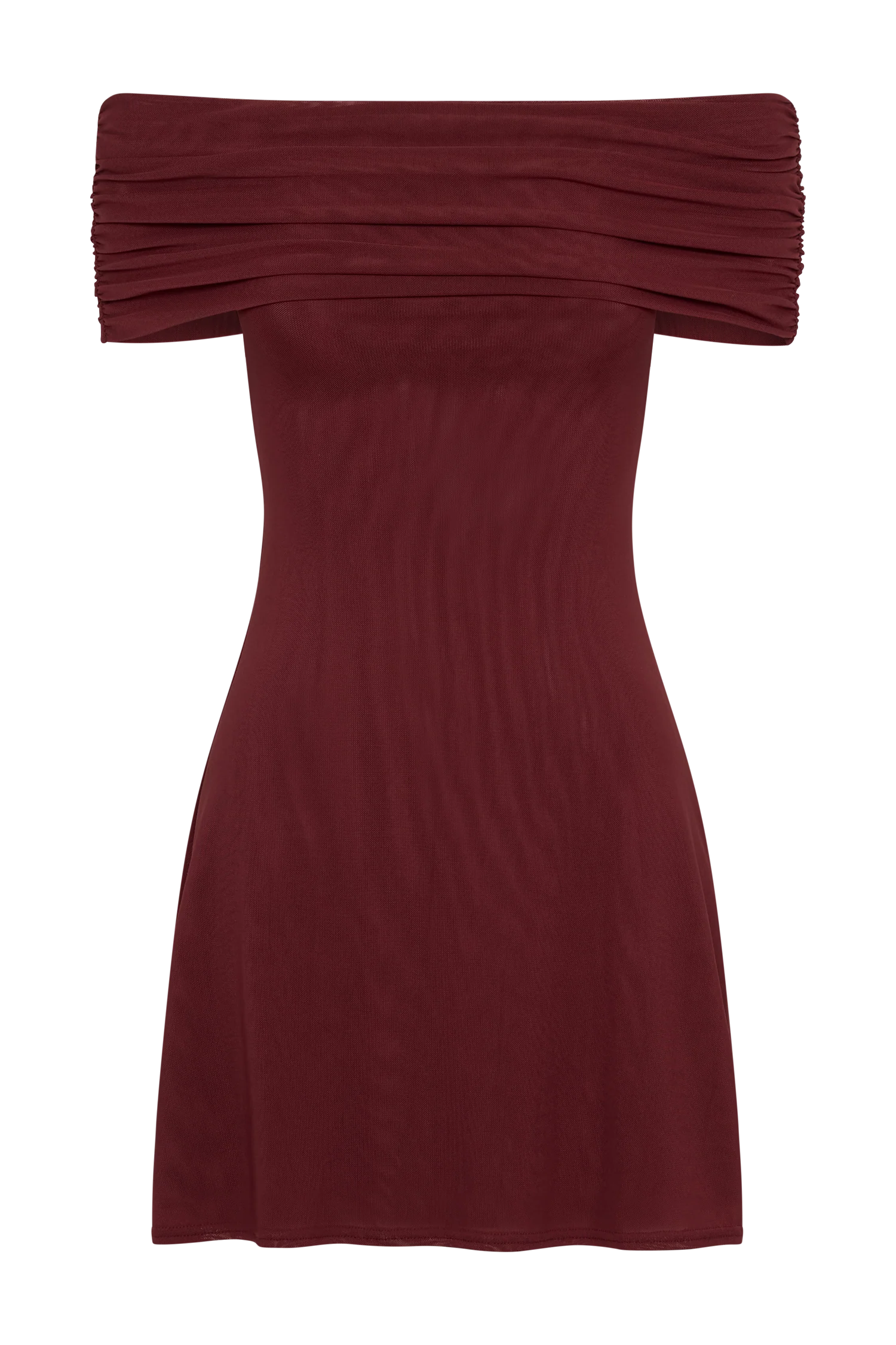 Josie Off Shoulder Mesh Mini Dress - Wine
