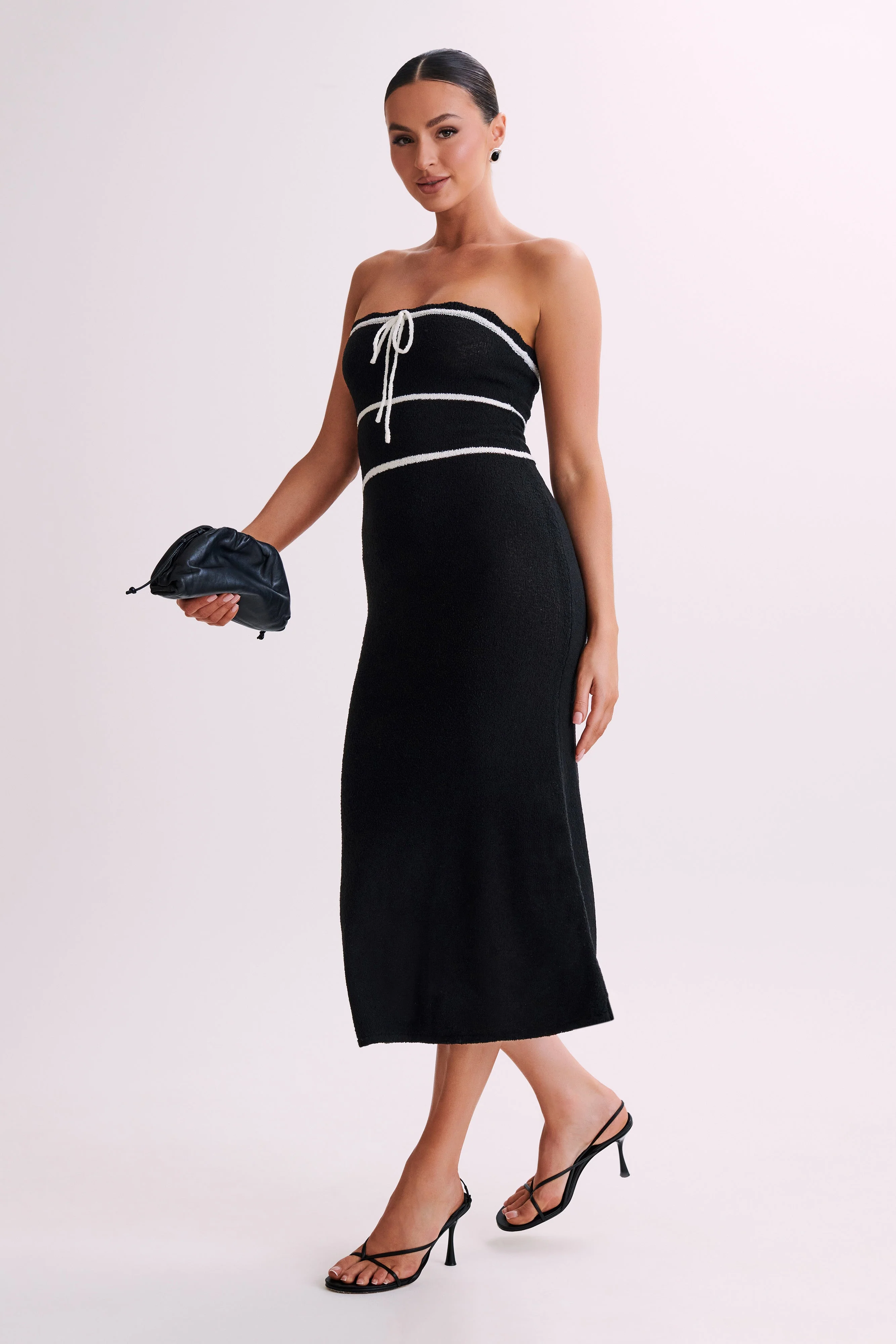 Dawn Strapless Knit Midi Dress - Black