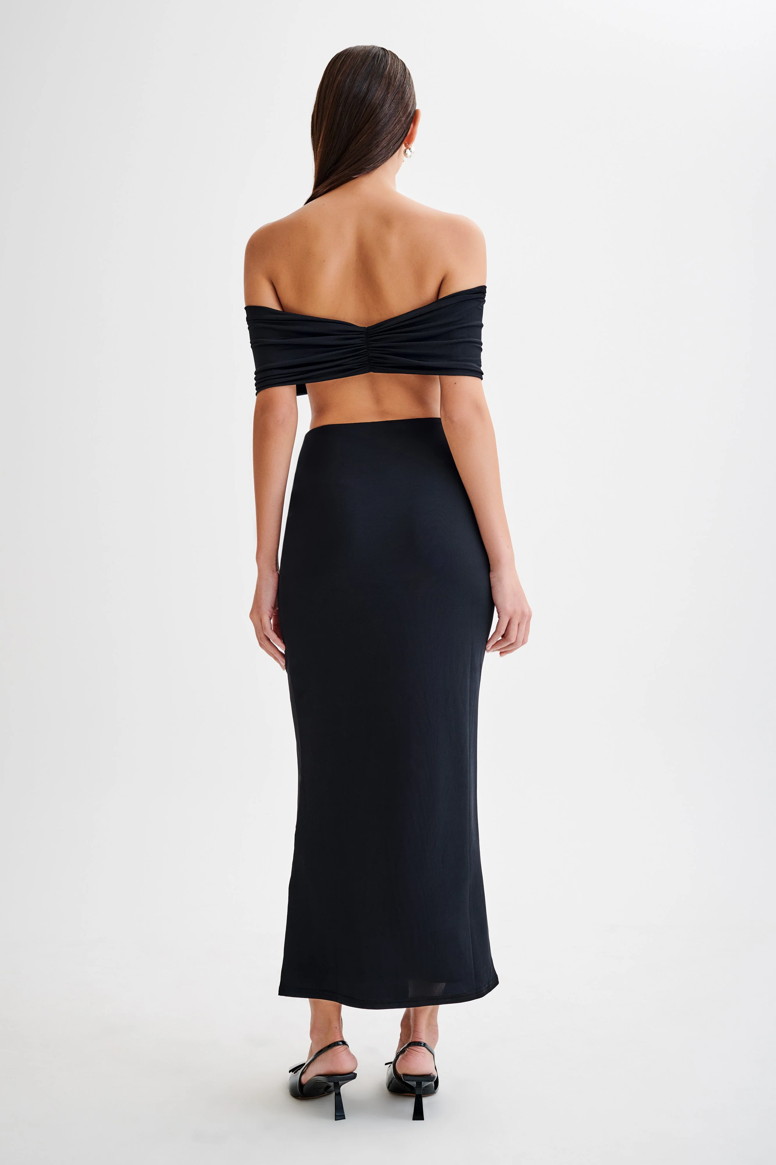 Charlene Slinky Midi Skirt - Black