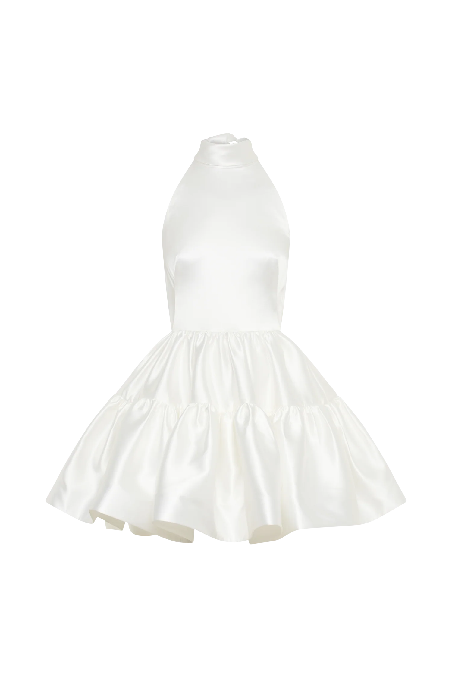 Dorota Satin Halter Mini Dress - White