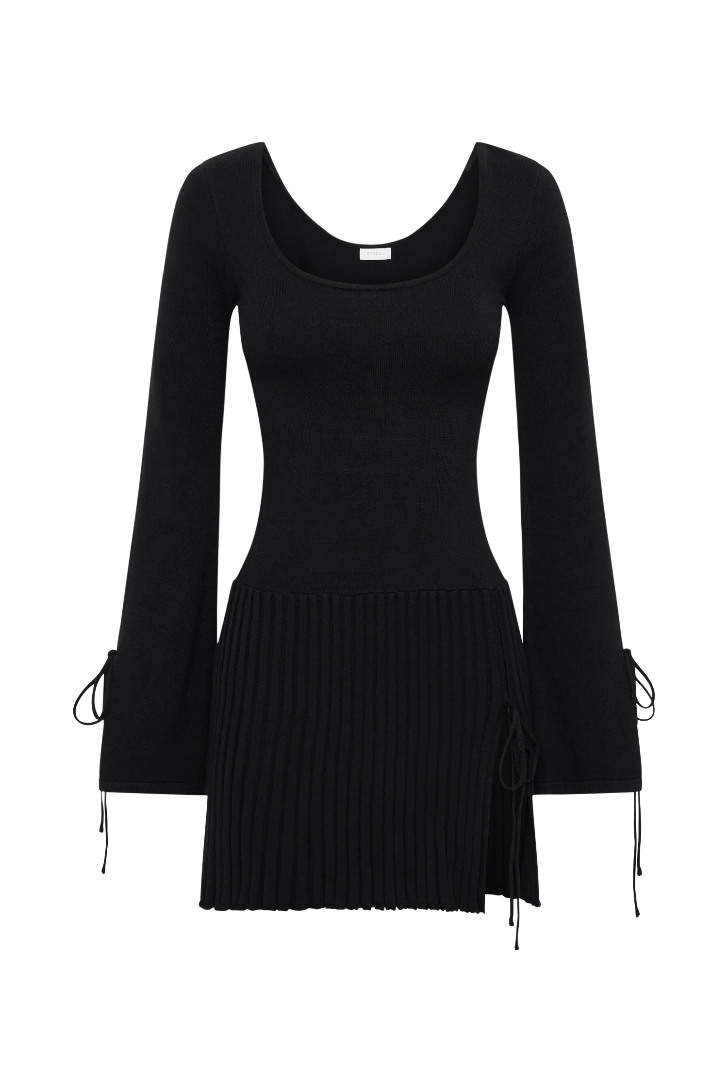 Britney Long Sleeve Knit Mini Dress - Black