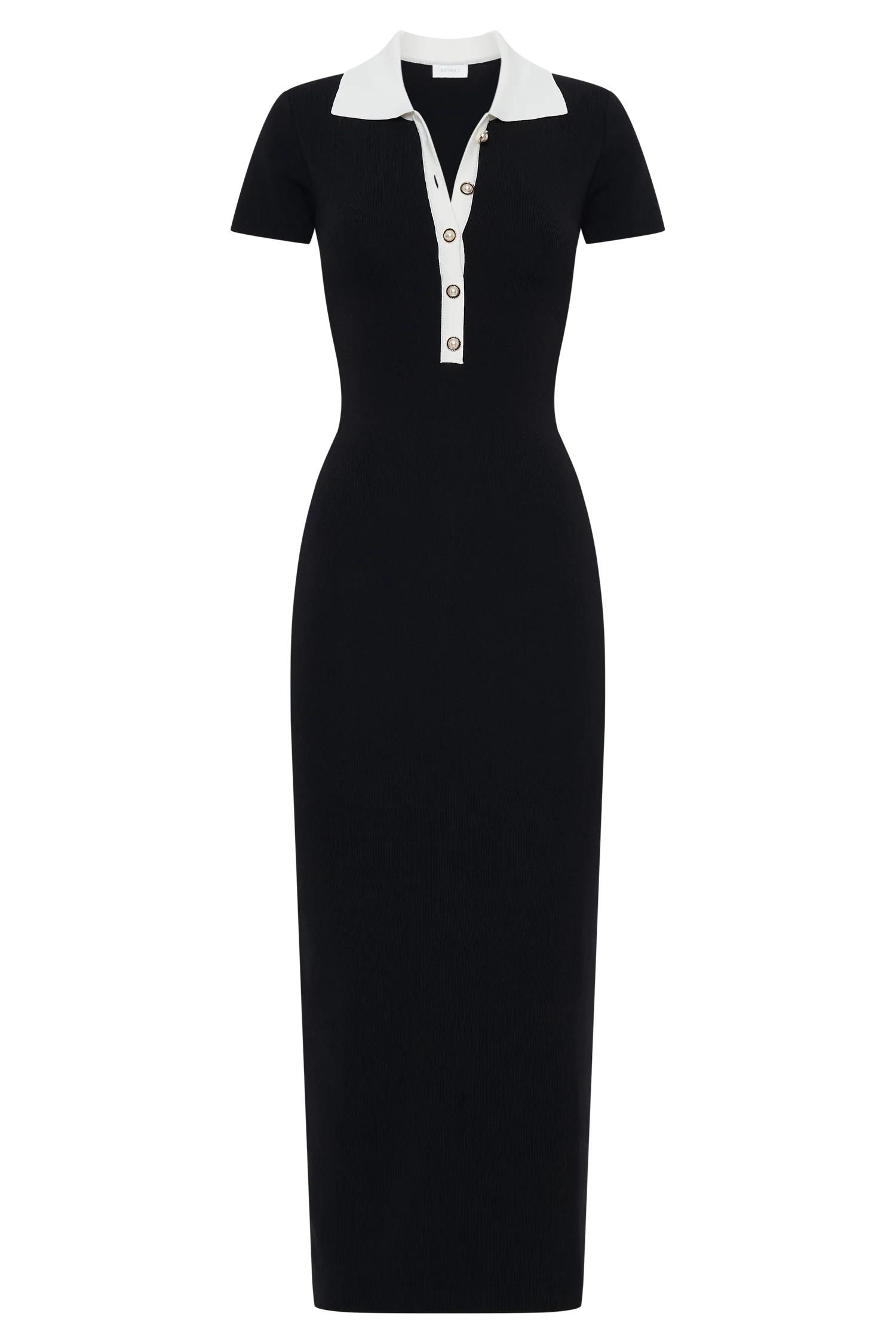Jessamine Collared Contrast Maxi Dress - Black