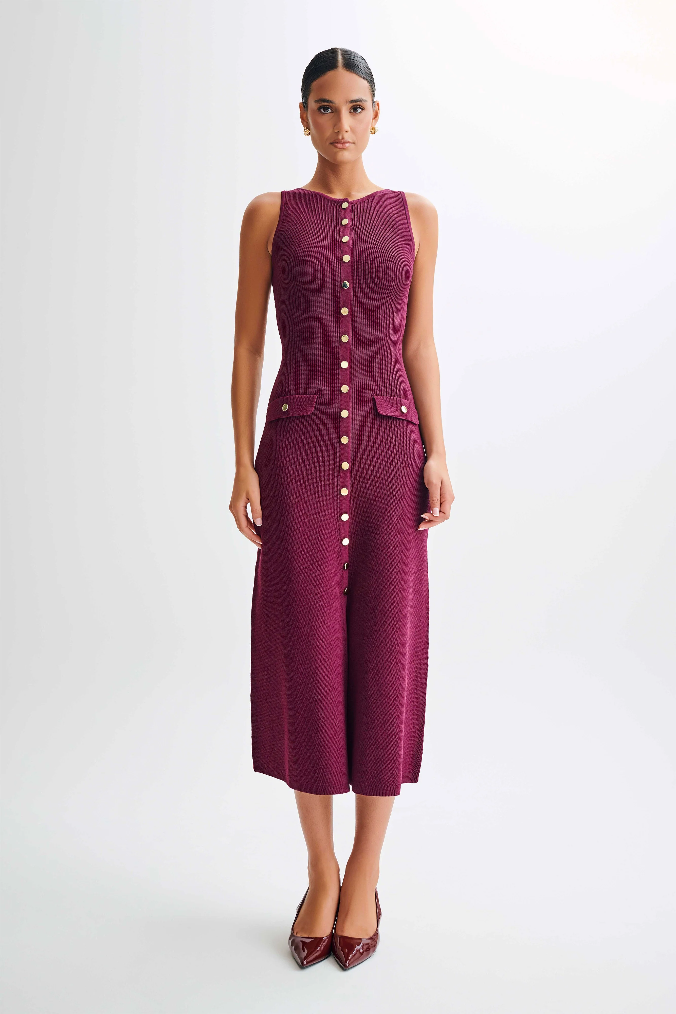 Sawyer Sleeveless Buttoned Maxi Dress - Plum