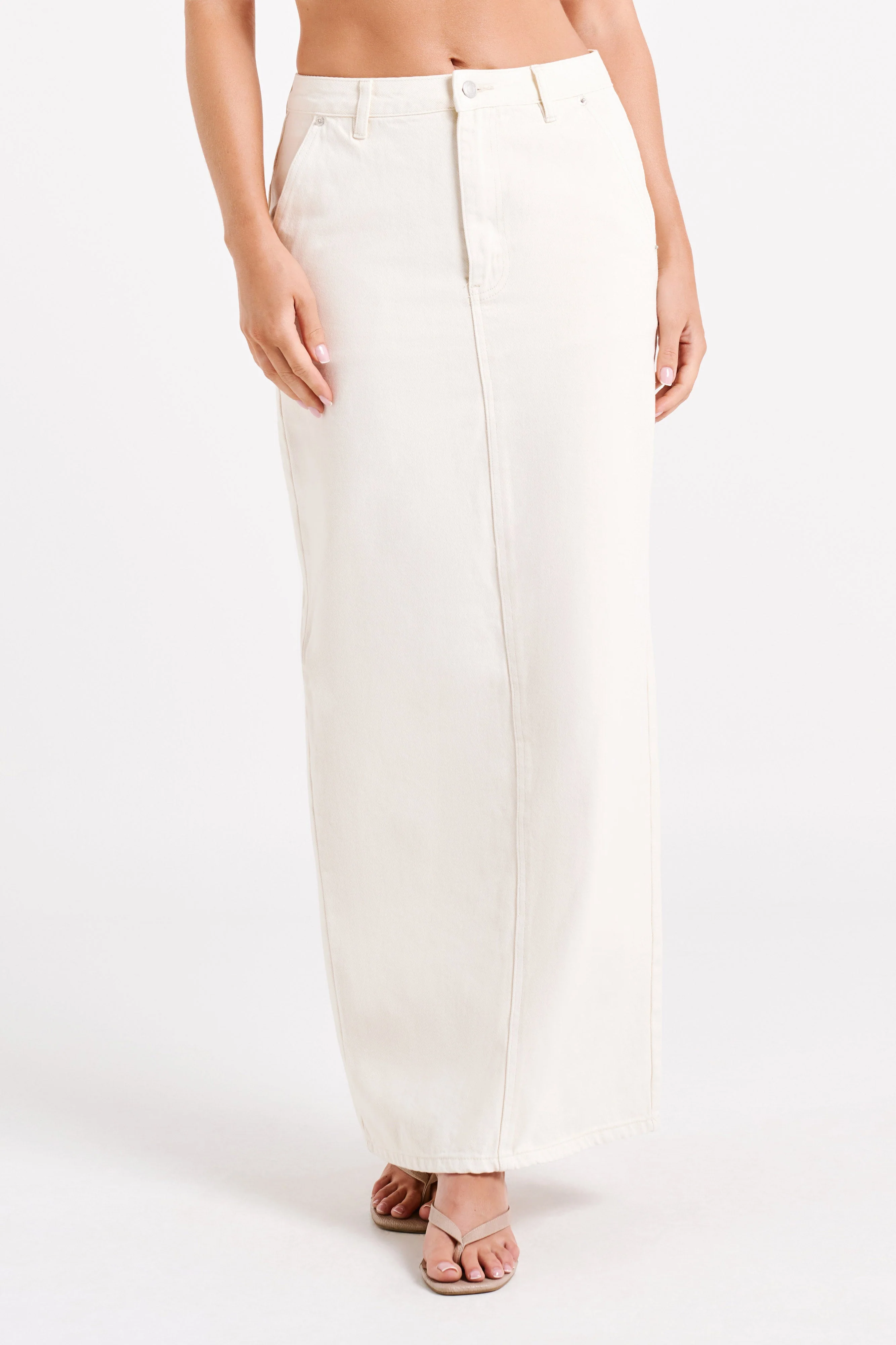 Illona Denim Maxi Skirt - Ecru