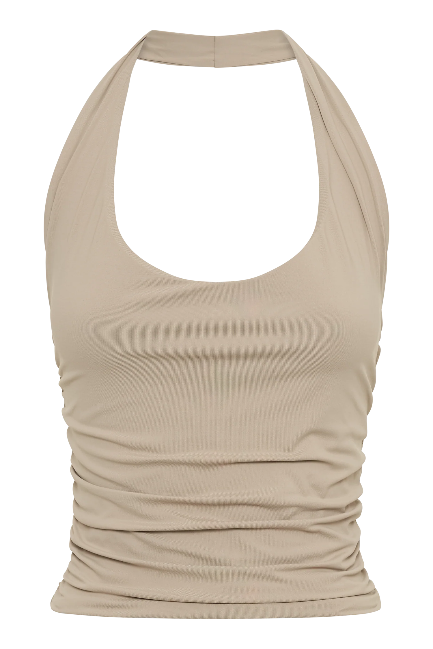Marie Recycled Nylon Halter Top - Taupe