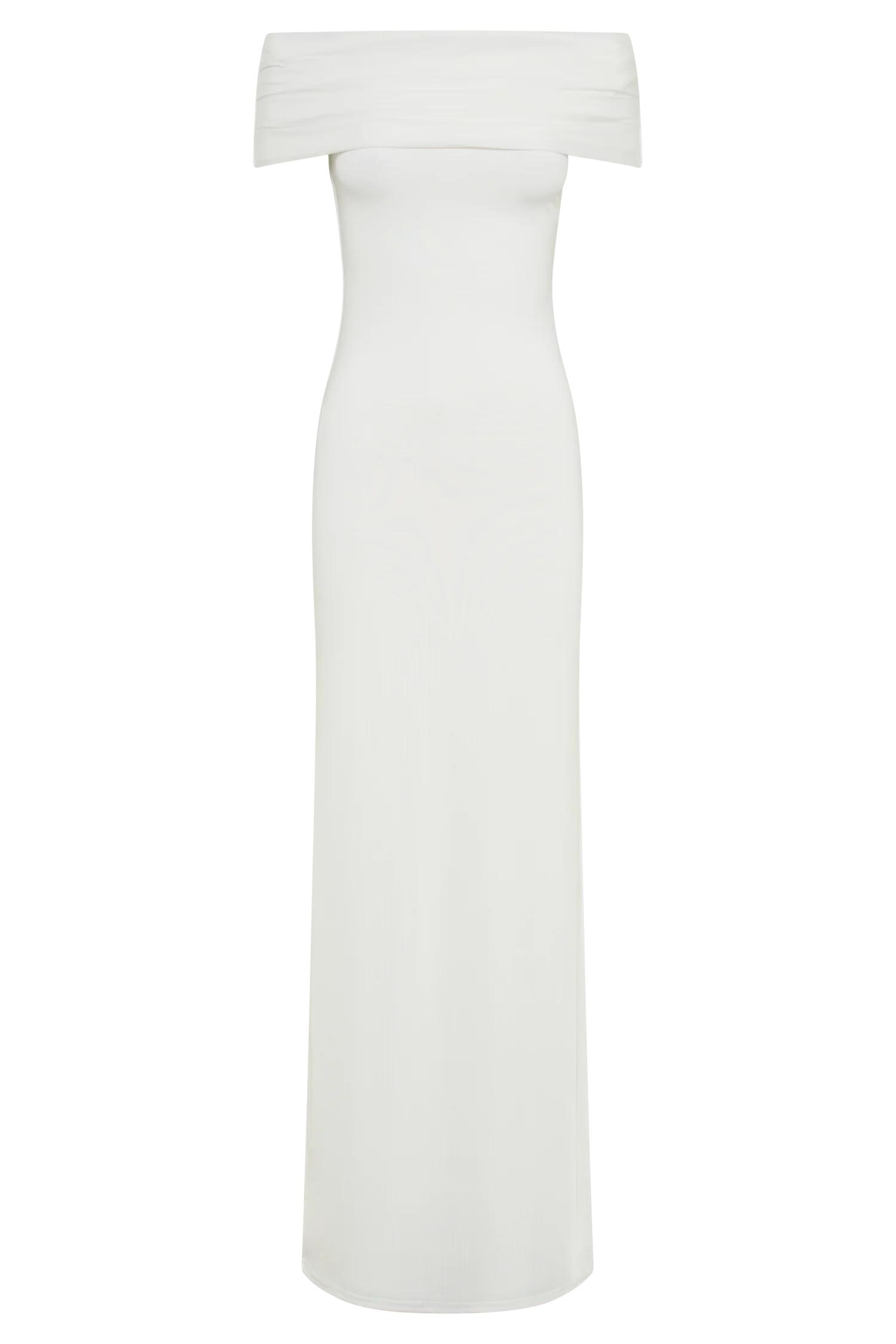Cassandra Off Shoulder Slinky Maxi Dress - White