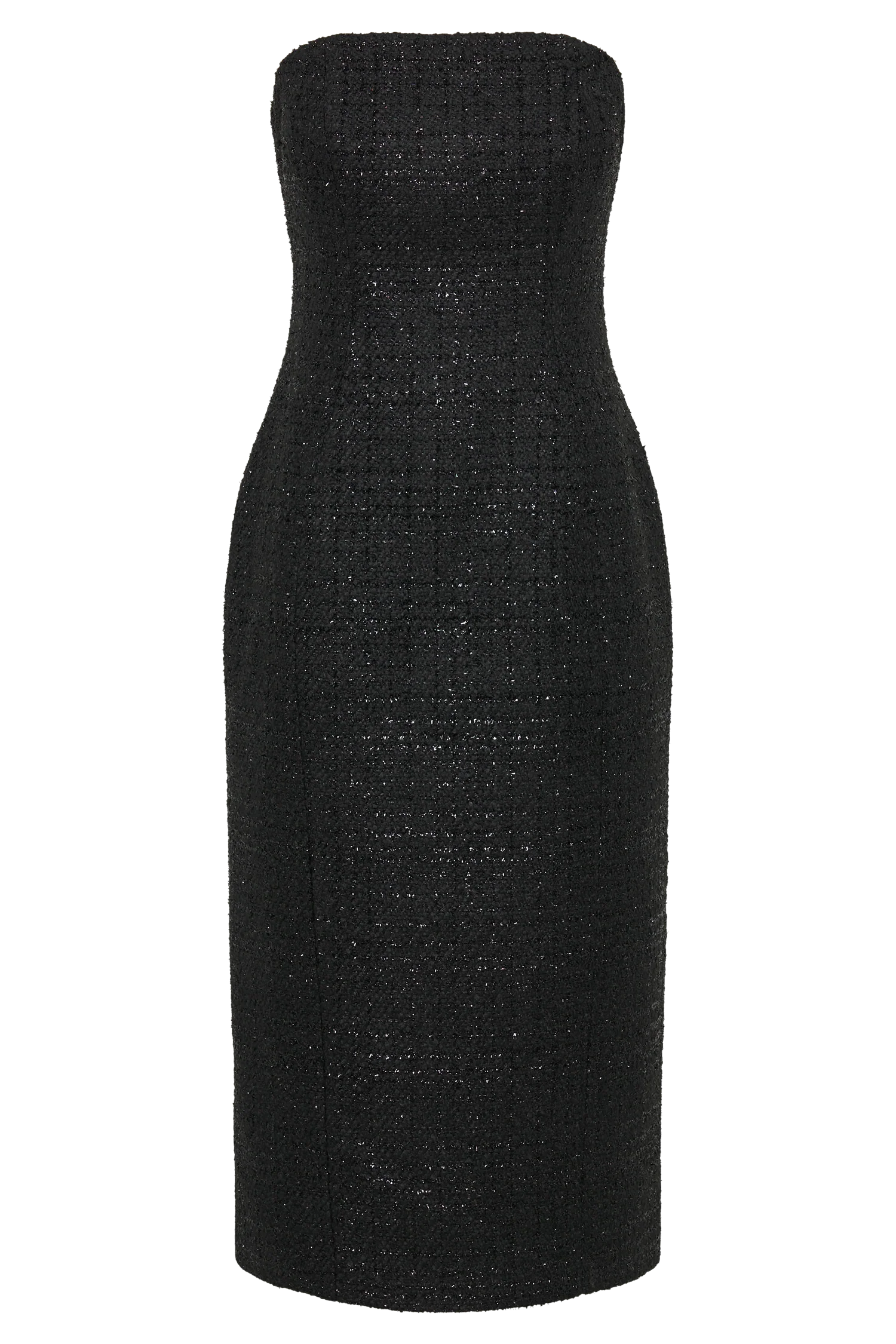 Monet Tweed Strapless Midi Dress - Black