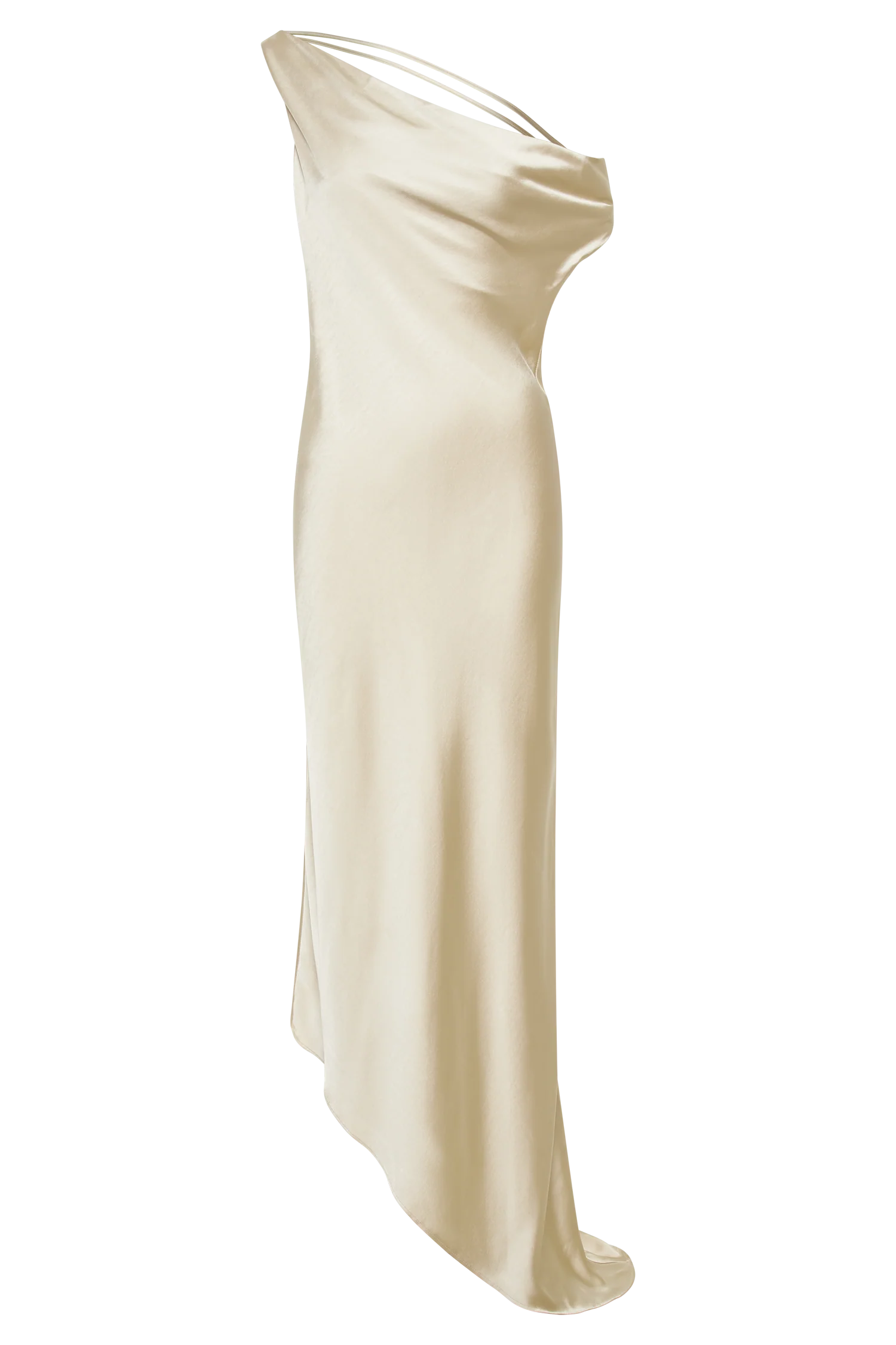 Yvette Slip Maxi Dress With Asymmetrical Hem - Gold
