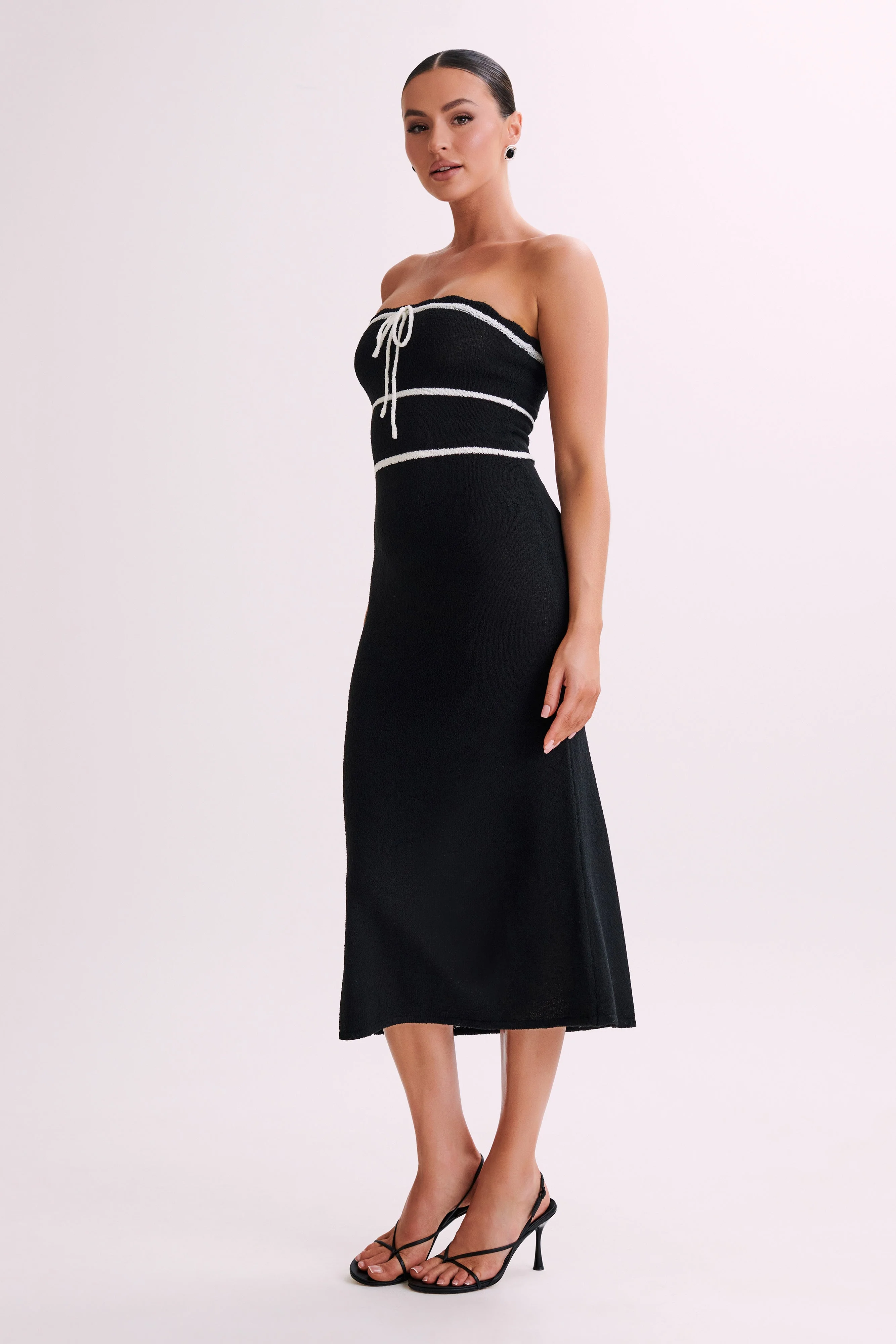 Dawn Strapless Knit Midi Dress - Black