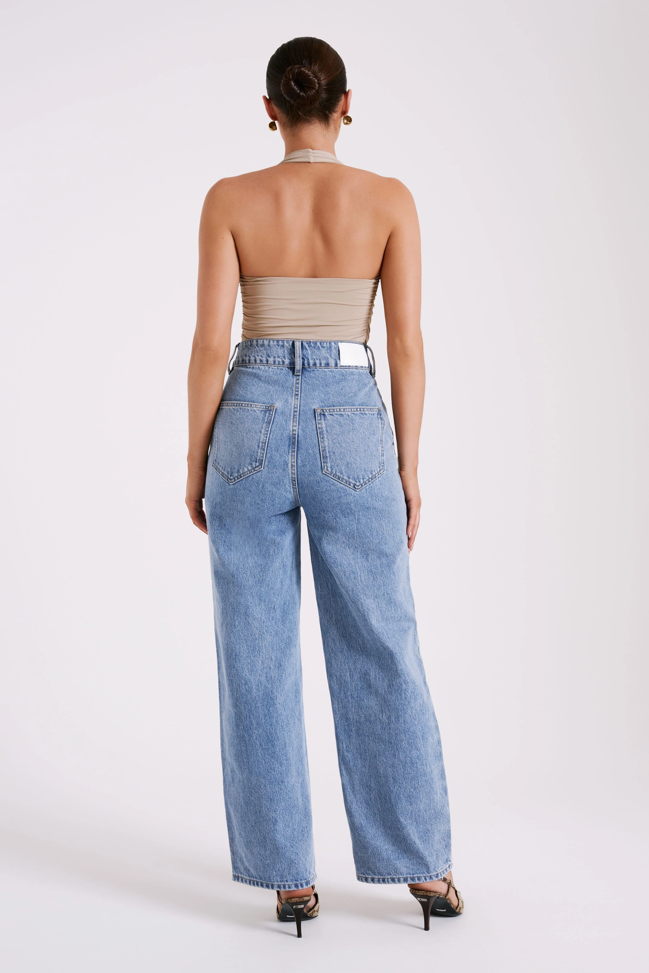 Marie Recycled Nylon Halter Top - Taupe