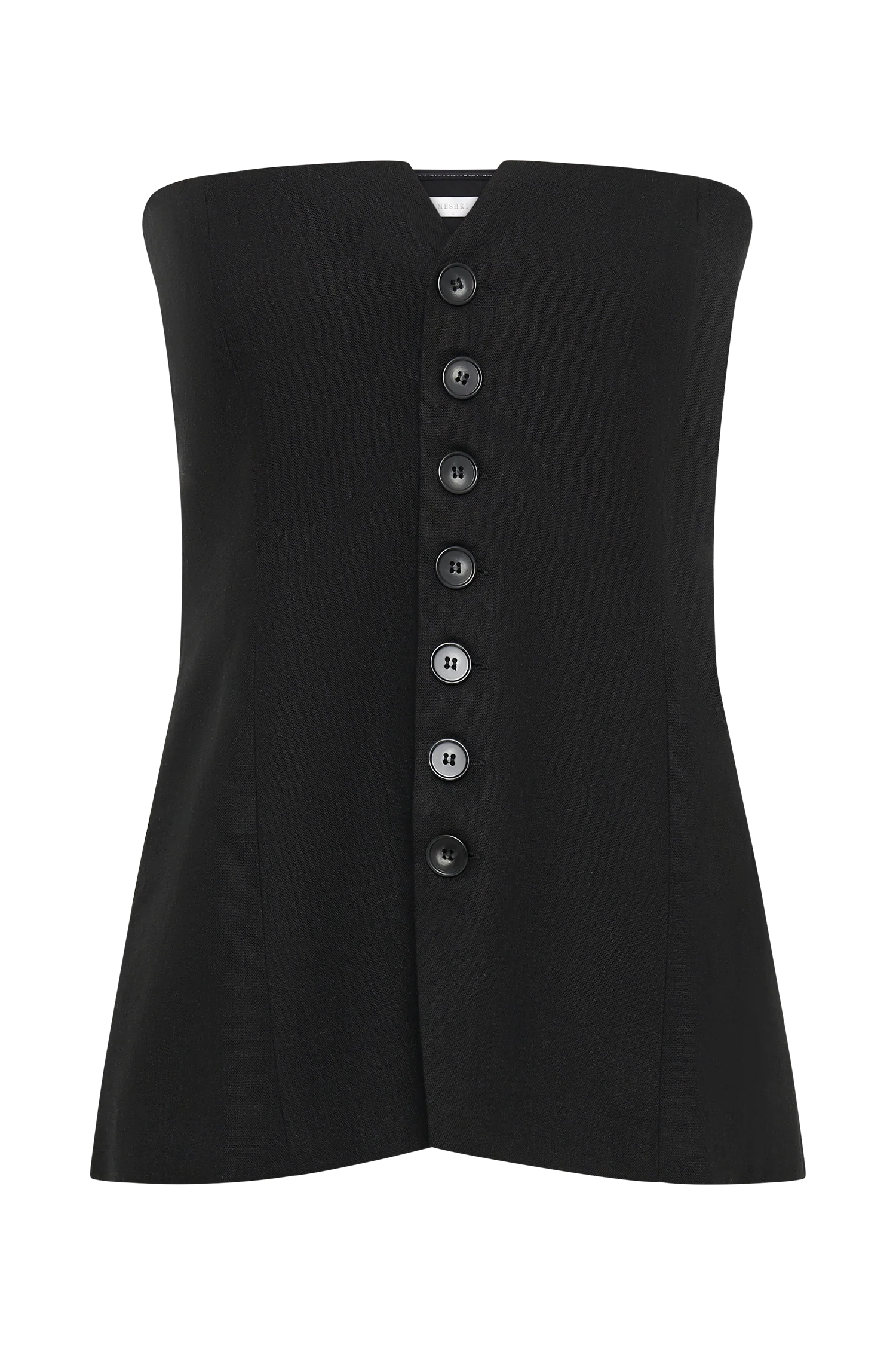 Innis Linen Longline Strapless Top - Black