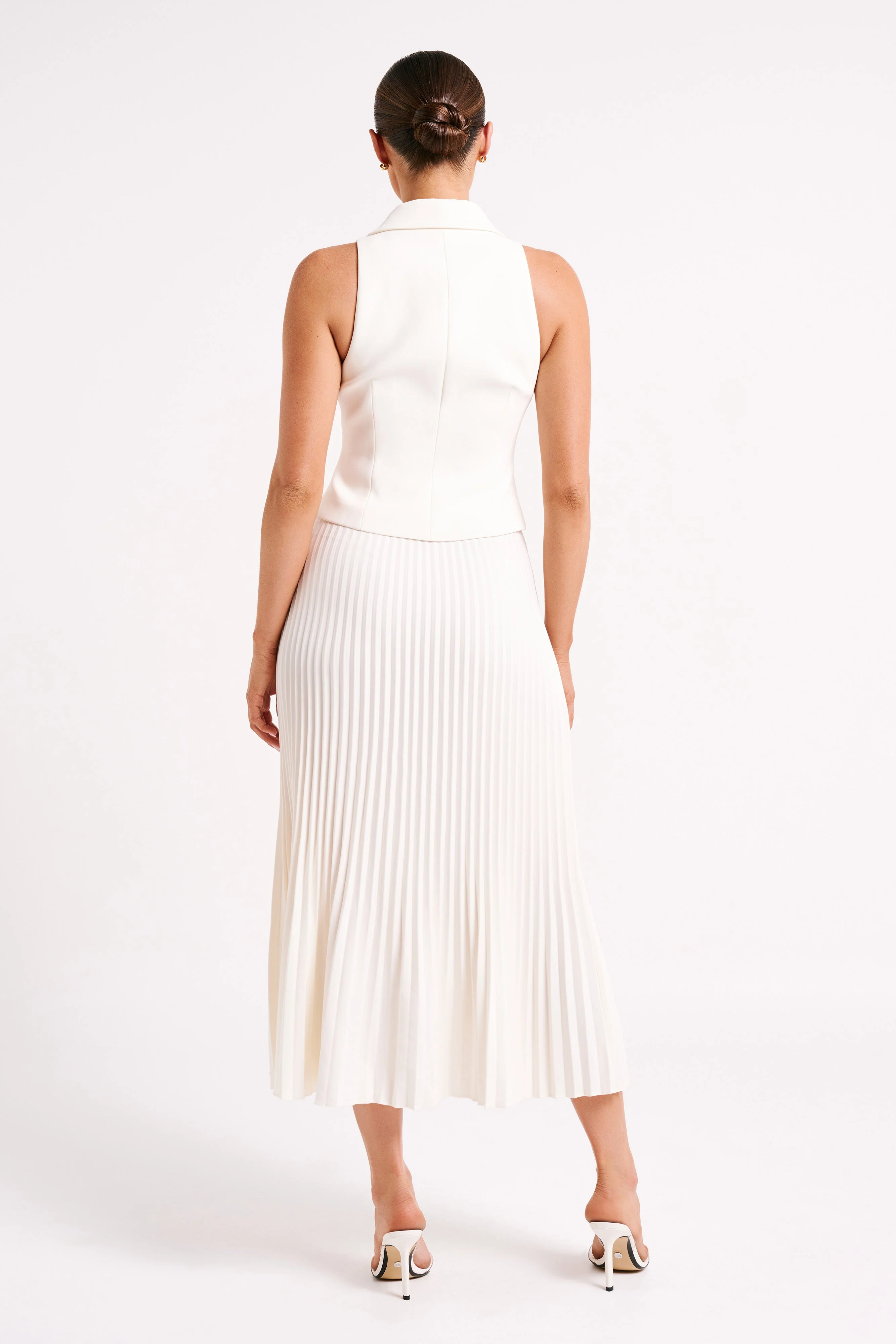 Twyla Pleated Suiting Maxi Skirt - Ivory