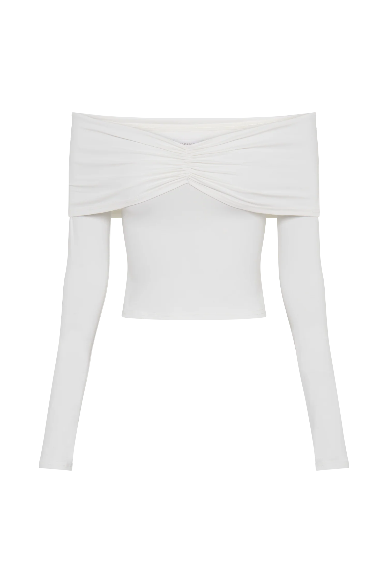 Prue Ruched Off Shoulder Long Sleeve Top - White