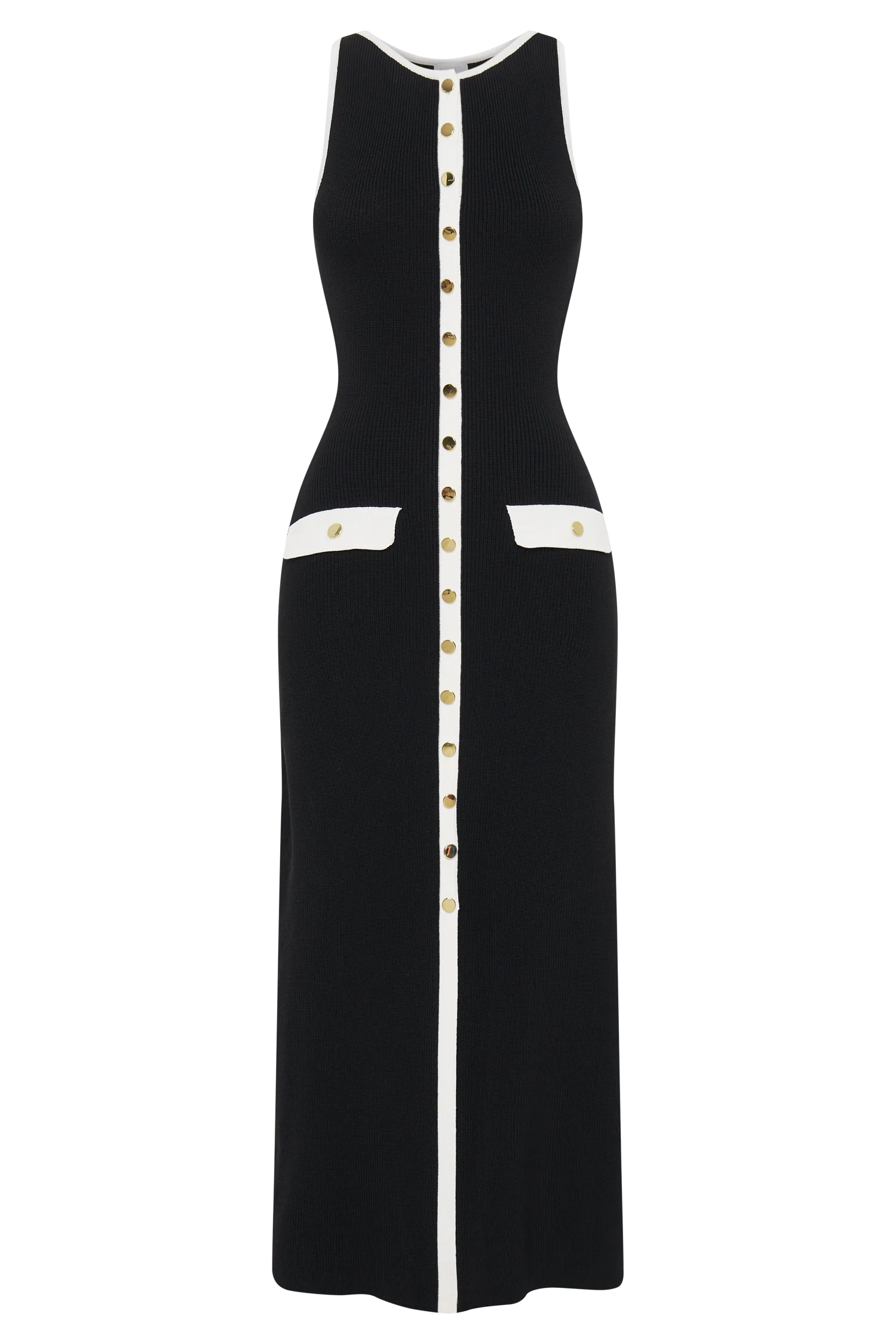 Sawyer Sleeveless Buttoned Maxi Dress - Black/White