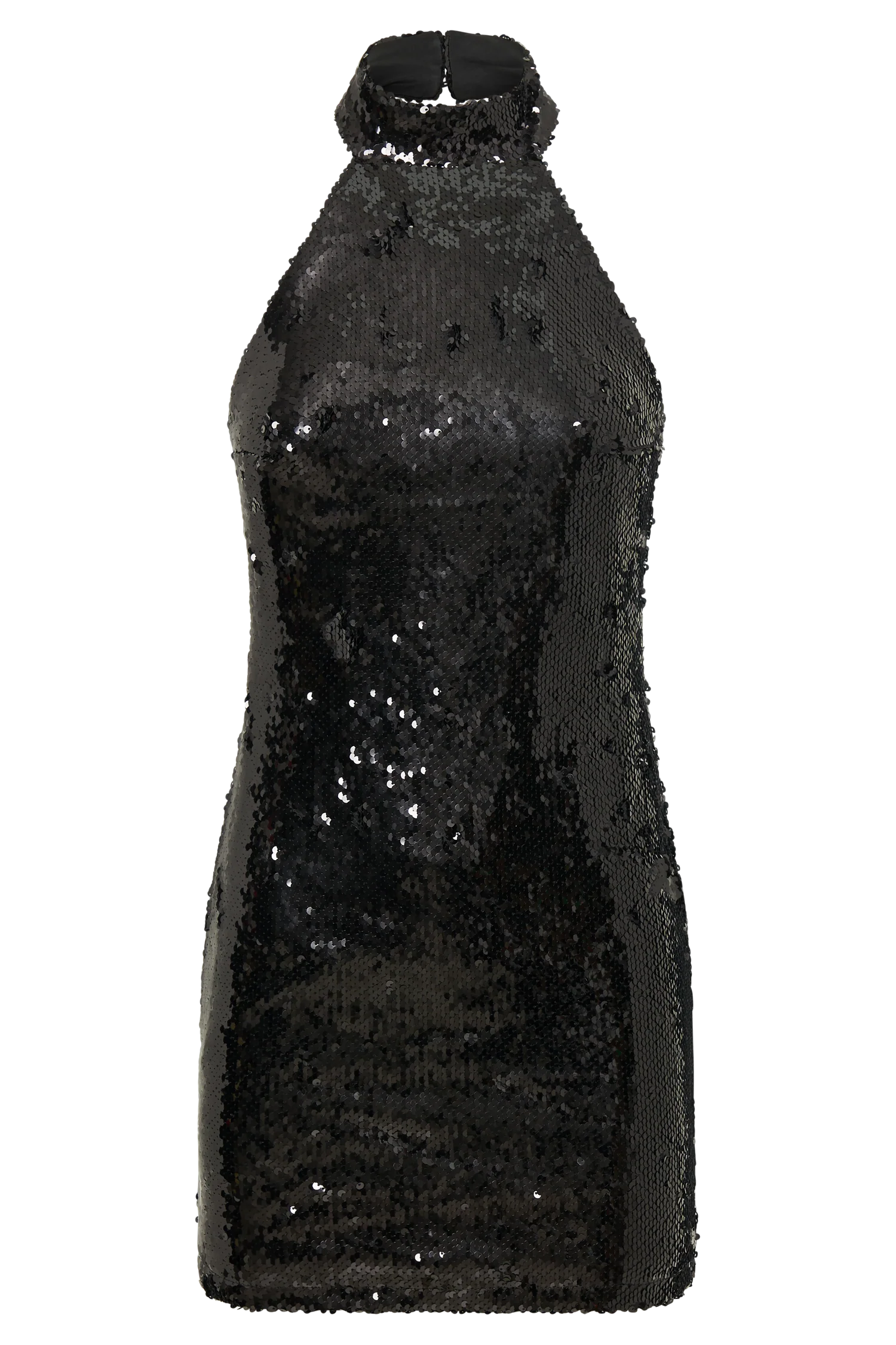 Jayne Sequin Halter Mini Dress - Black