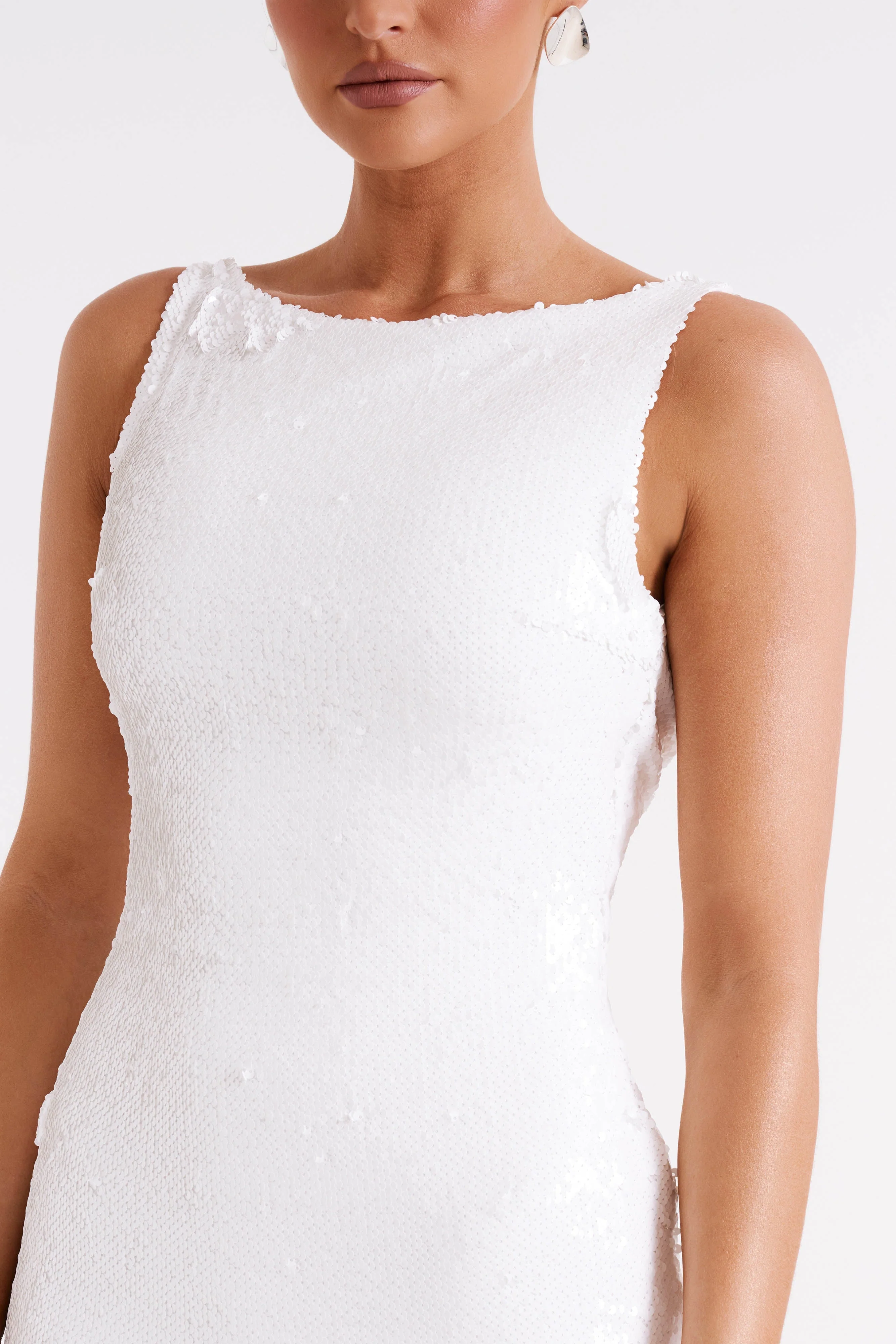 Ayla Sequin Mini Dress - White