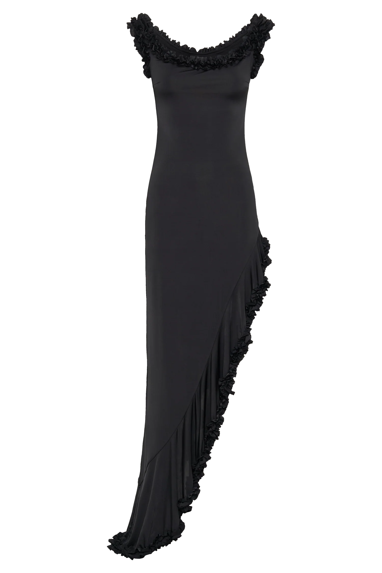 Arielle Off Shoulder Ruffle Midi Dress - Black