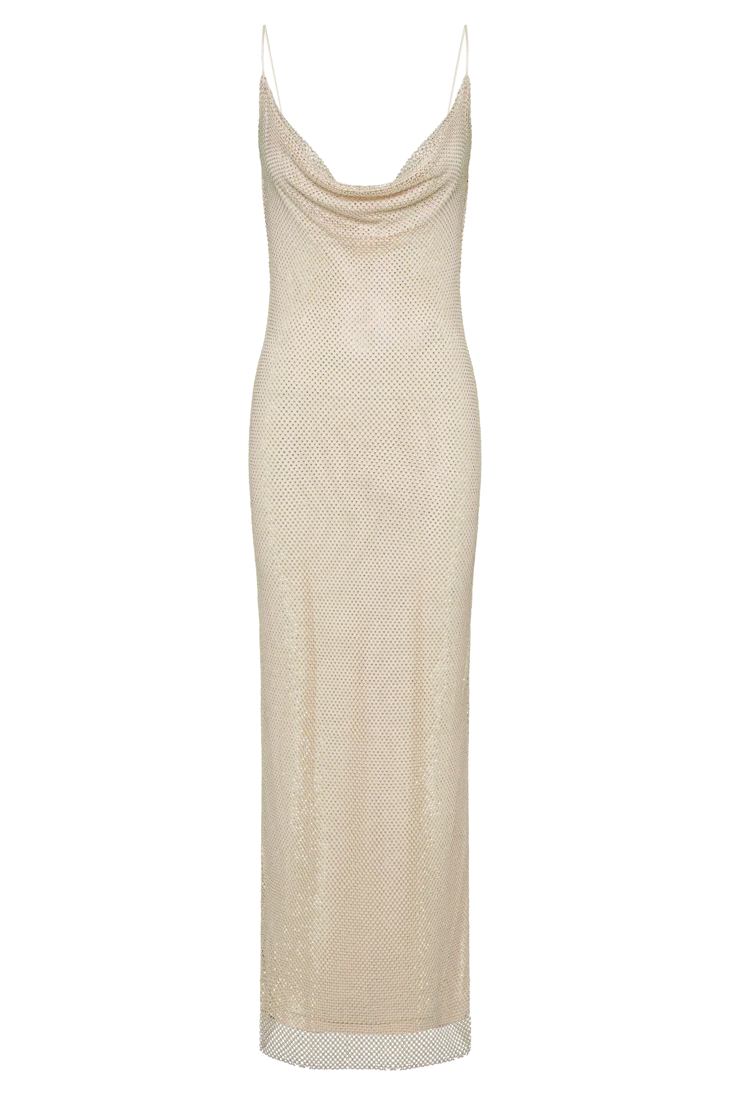 Madelaine Diamante Mesh Cowl Maxi Dress - Cream