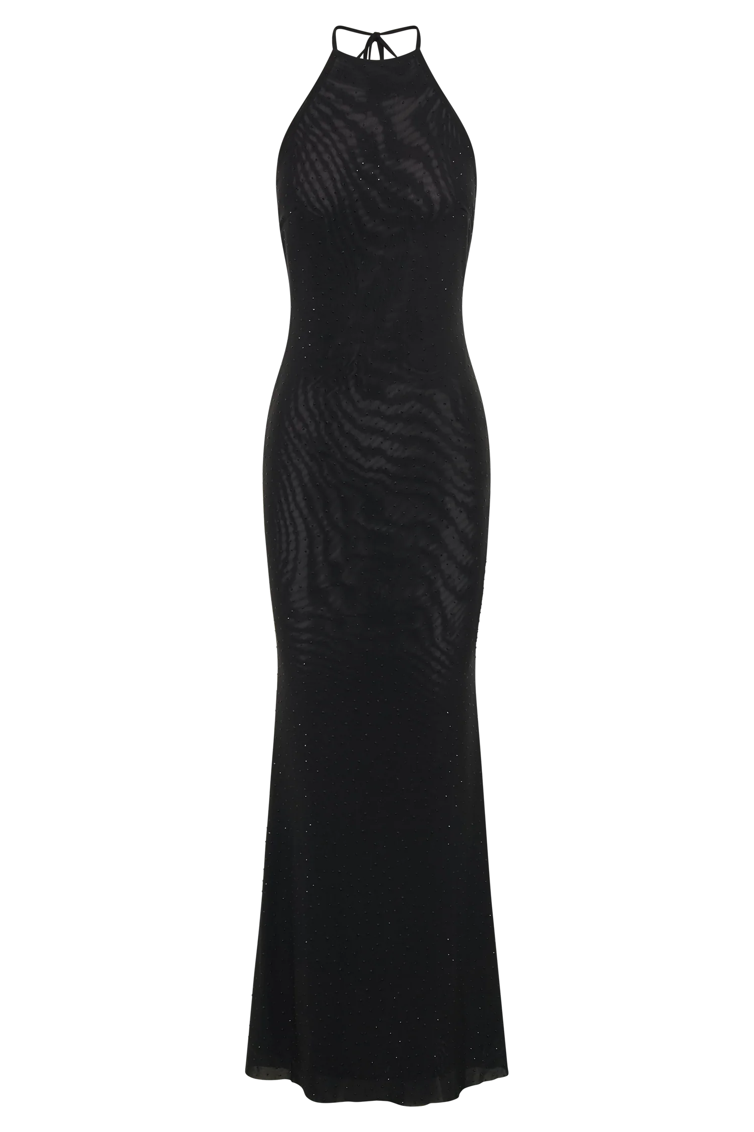Kali Hot Fix Mesh Halter Maxi Dress - Black