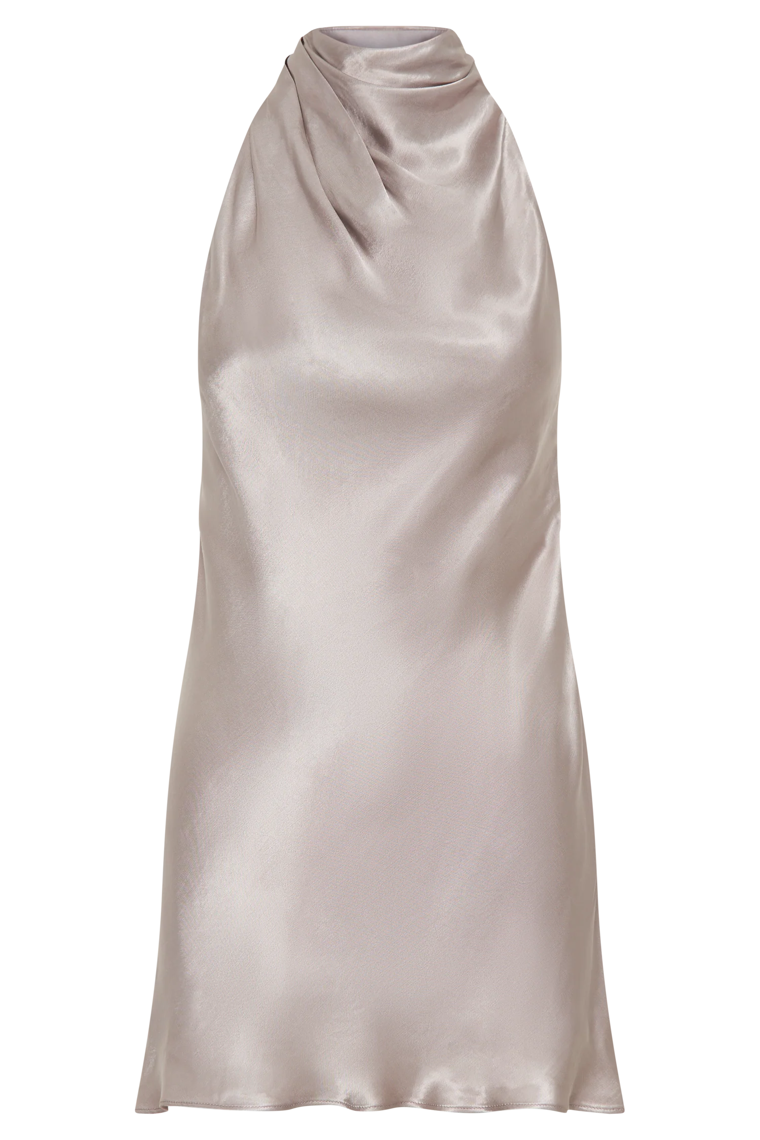 Allison Satin Halter Mini Dress - Bronze