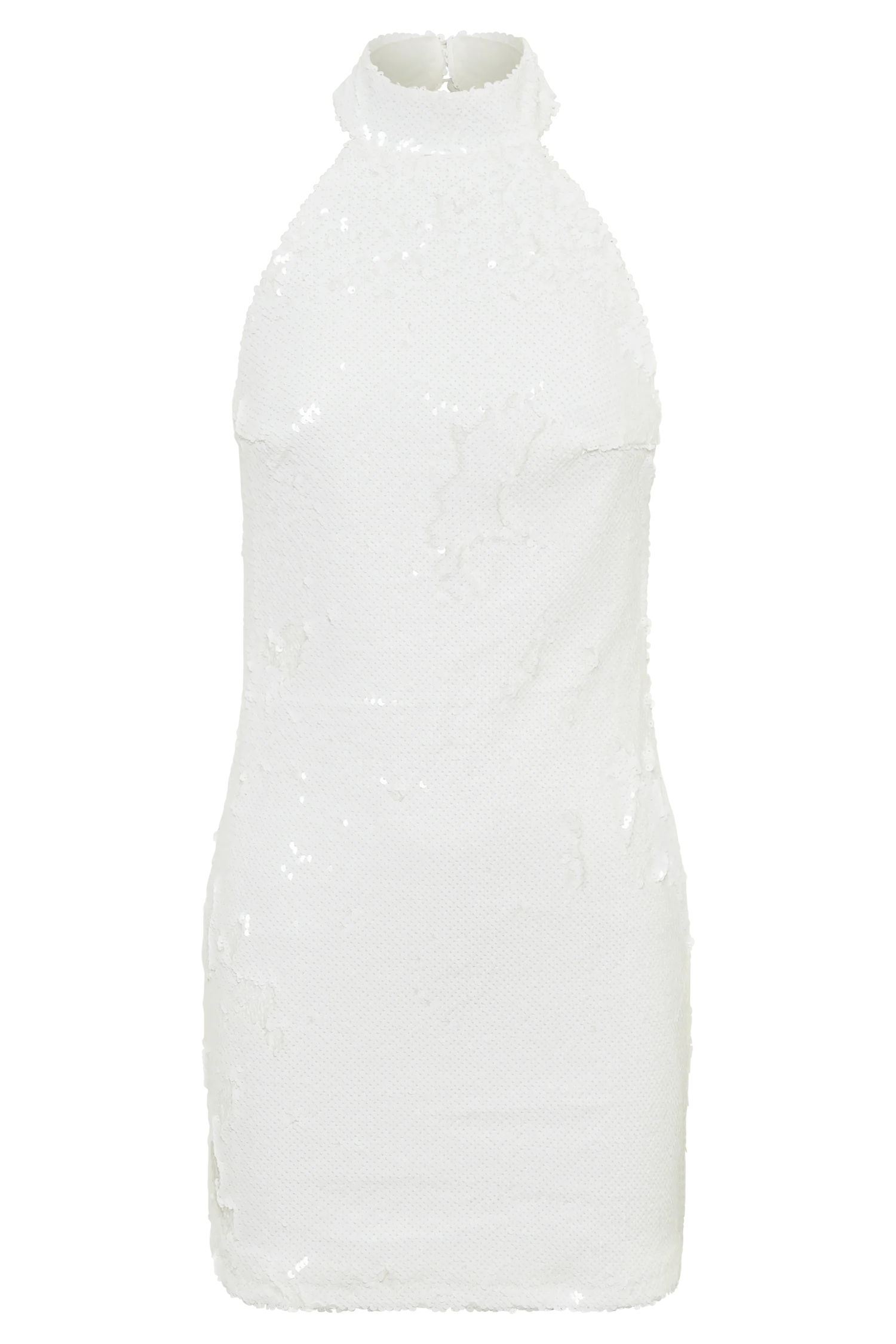 Jayne Sequin Halter Mini Dress - White