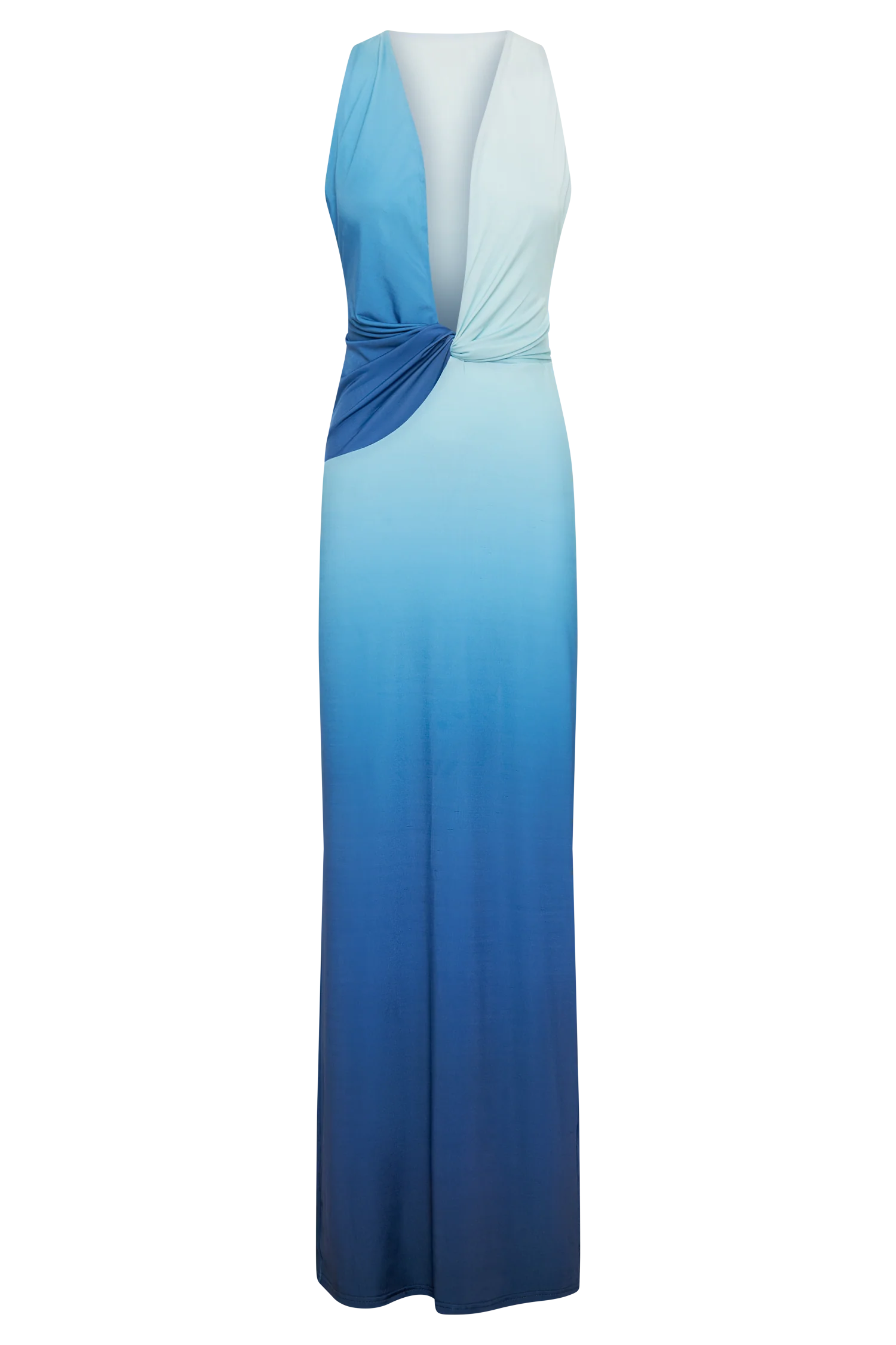 Stella Draped Slinky Maxi Dress - Ombre Blue