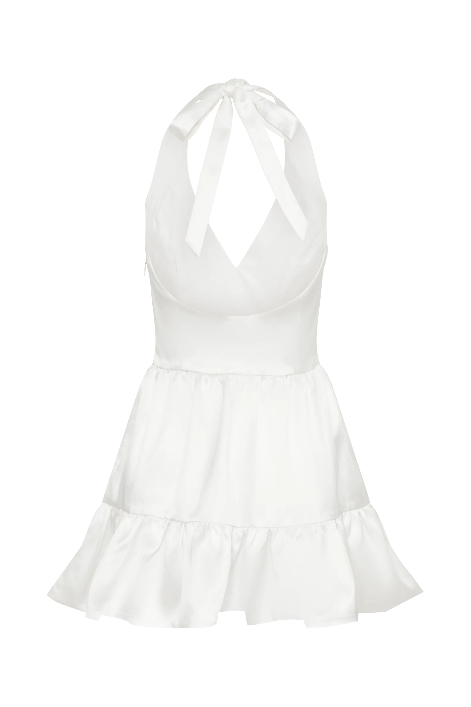 Holly Satin Structured Halter Mini Dress - White