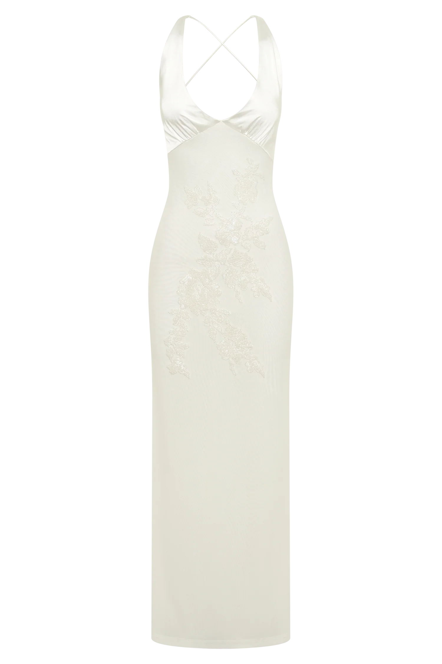 Maya Beaded Mesh Maxi Dress - White