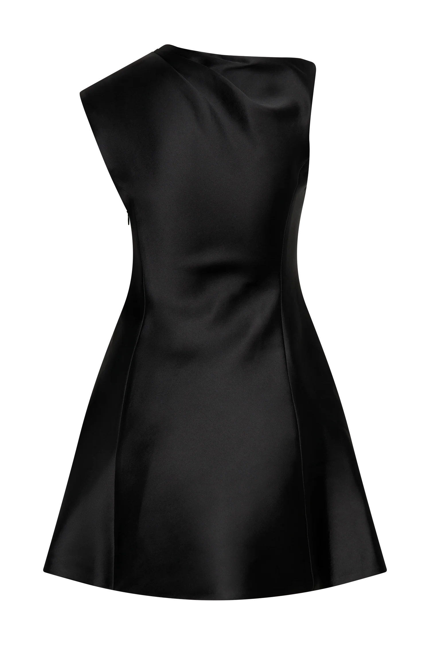 Granger Satin Structured Mini Dress - Black