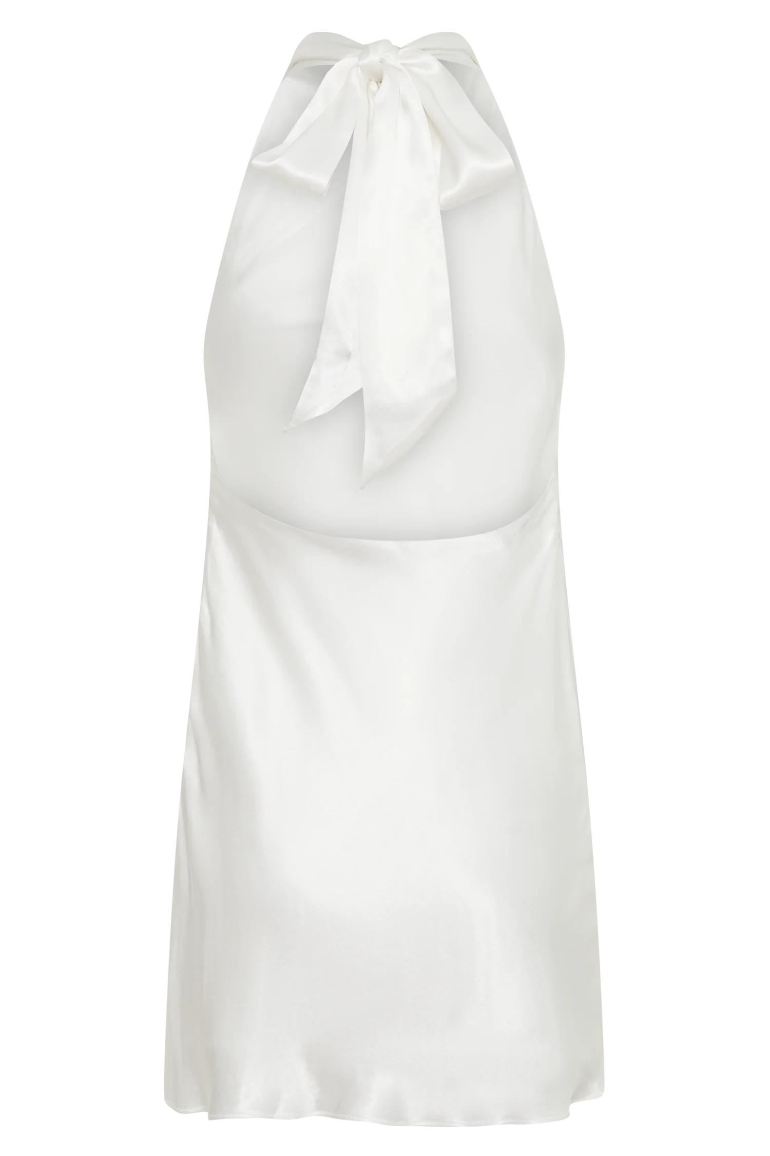 Allison Satin Halter Mini Dress - White