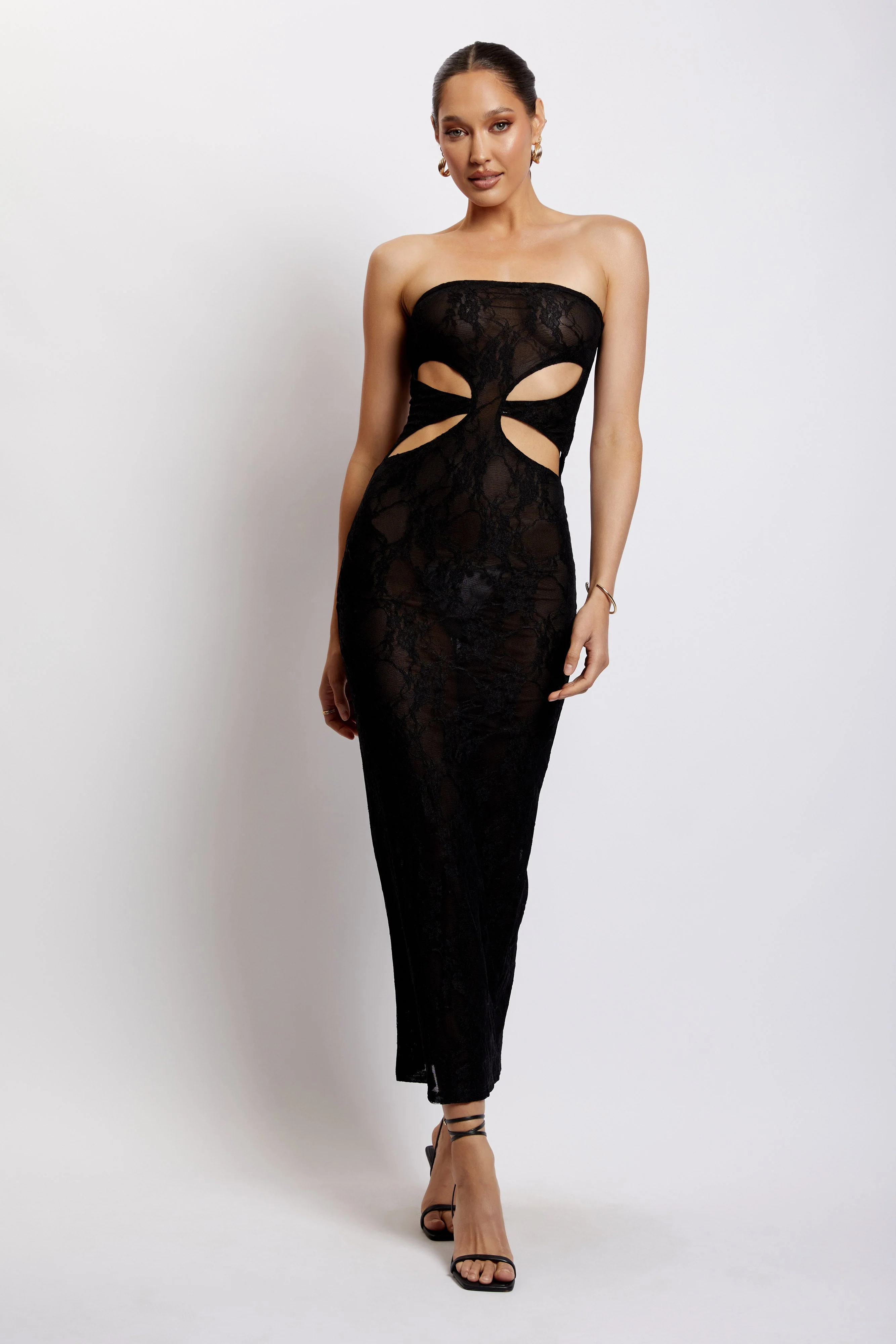 Krista Cut Out Bandeau Maxi Dress - Black
