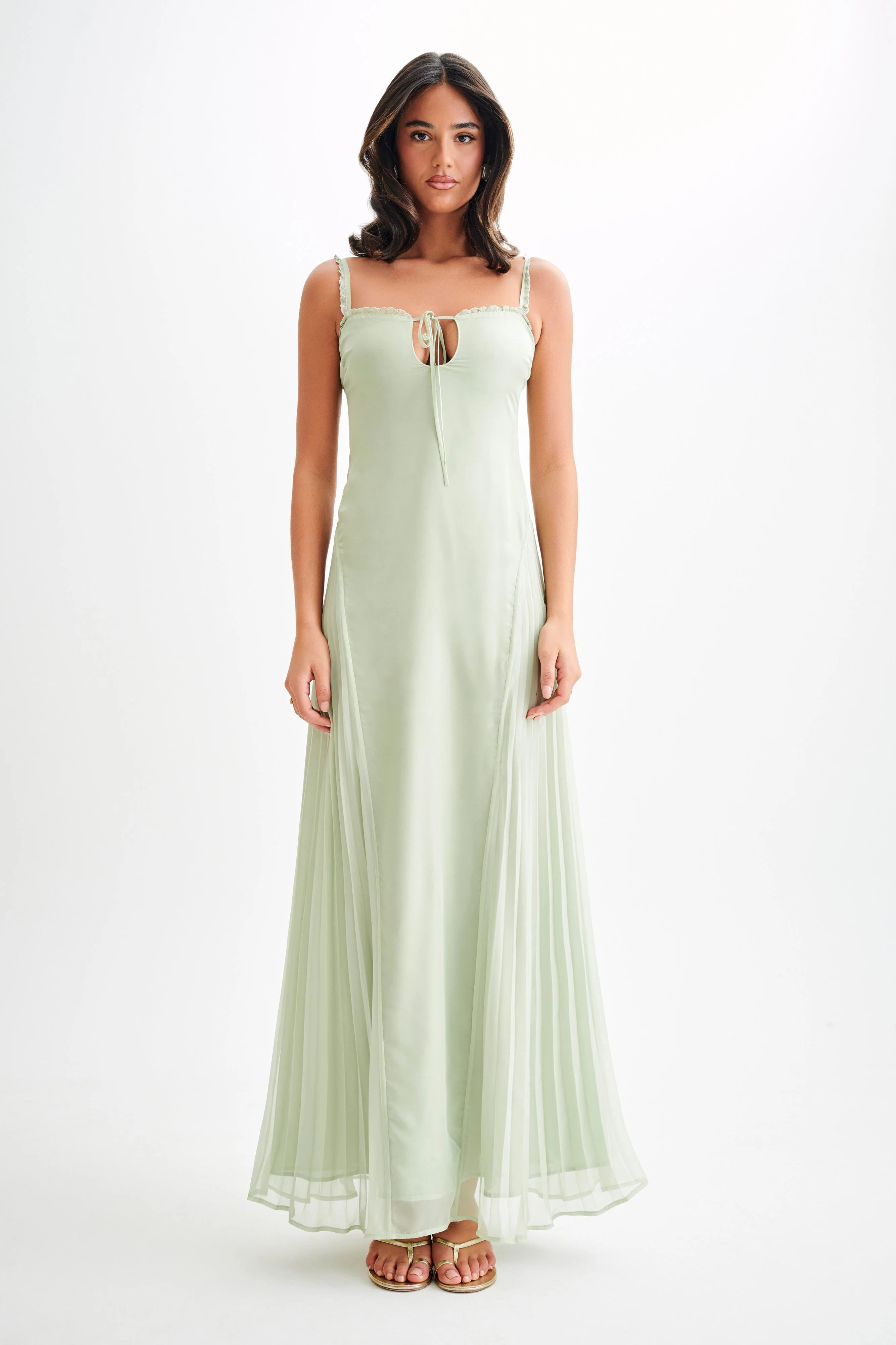 Saira Chiffon Maxi Dress - Pastel Green