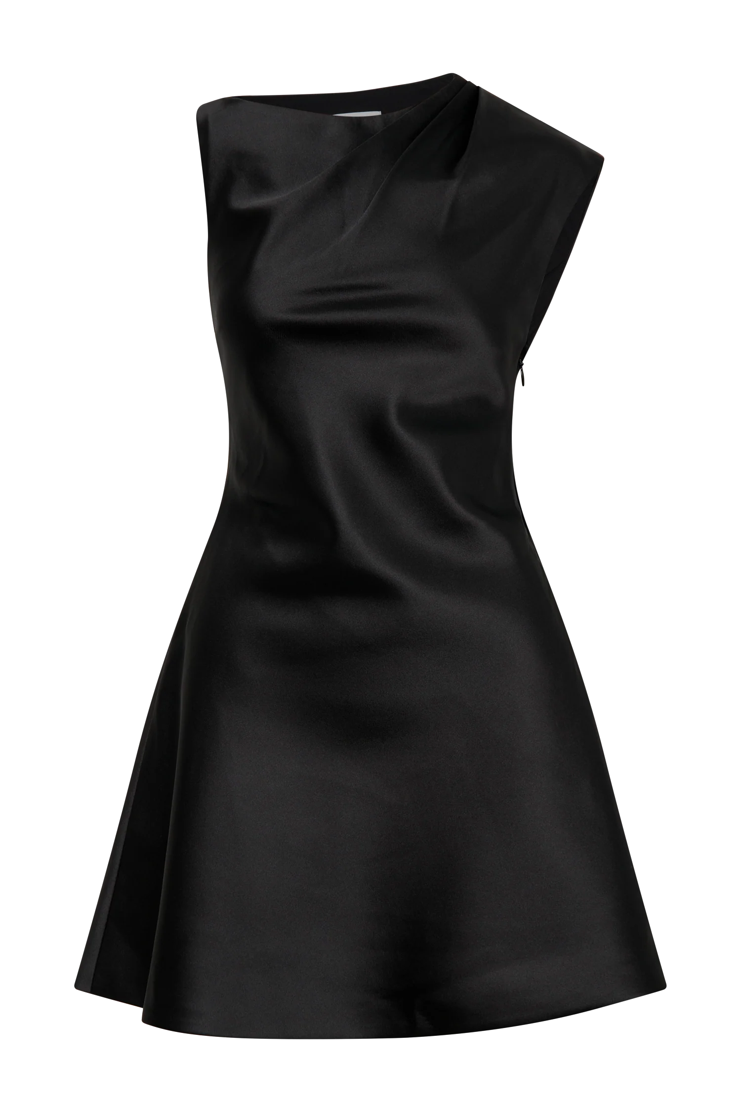 Granger Satin Structured Mini Dress - Black