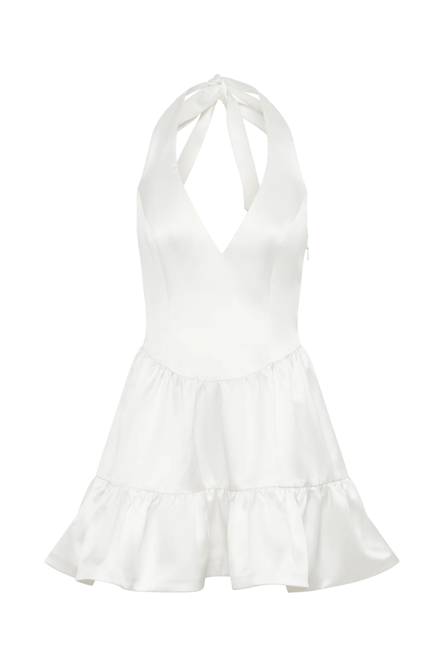 Holly Satin Structured Halter Mini Dress - White