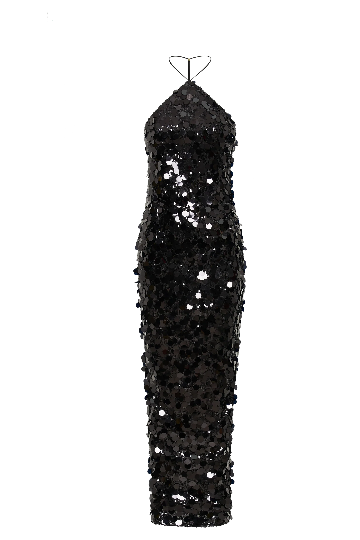 April Sequin Halter Maxi Dress - Black