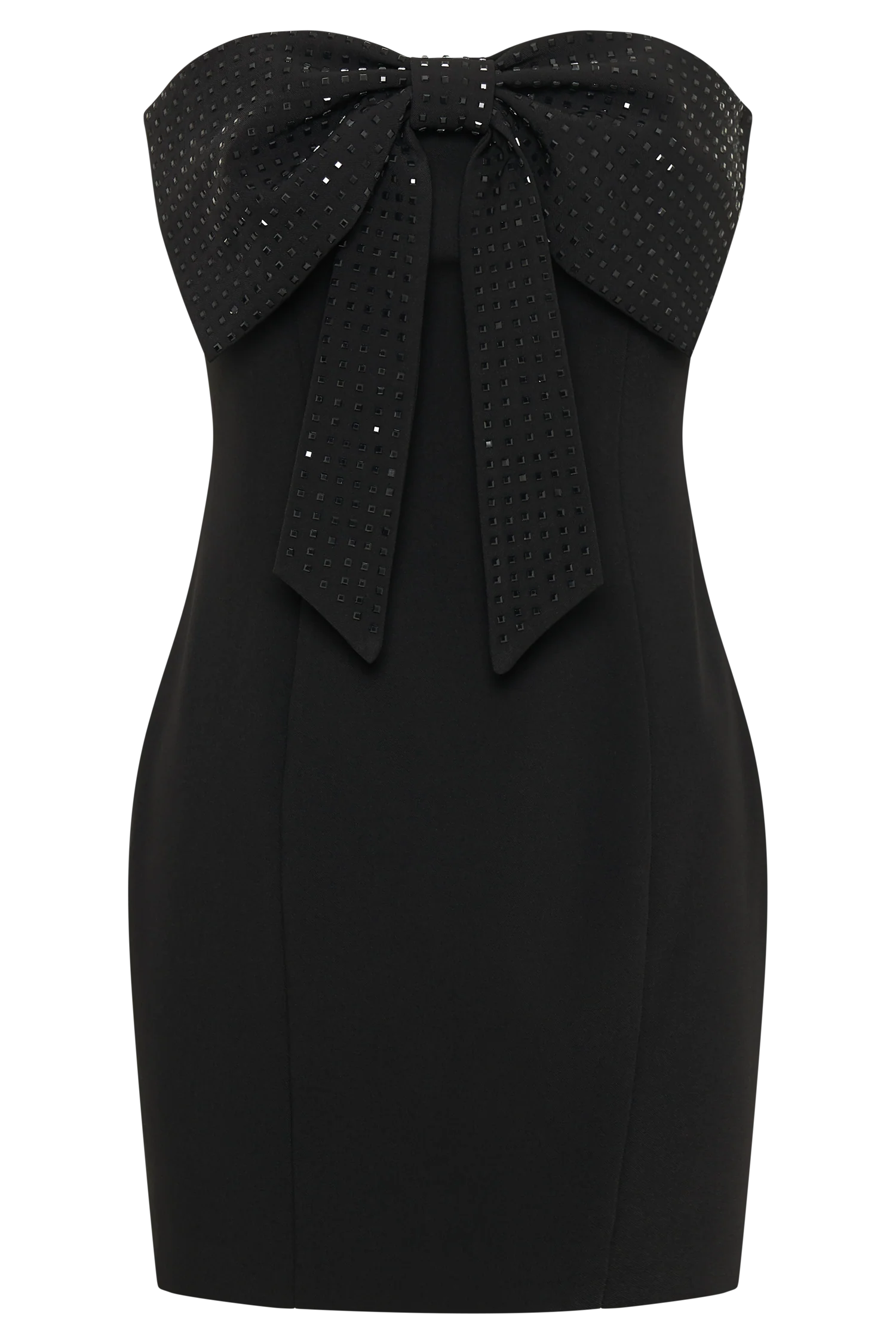 Saoirse Strapless Mini Dress With Diamante Bow - Black
