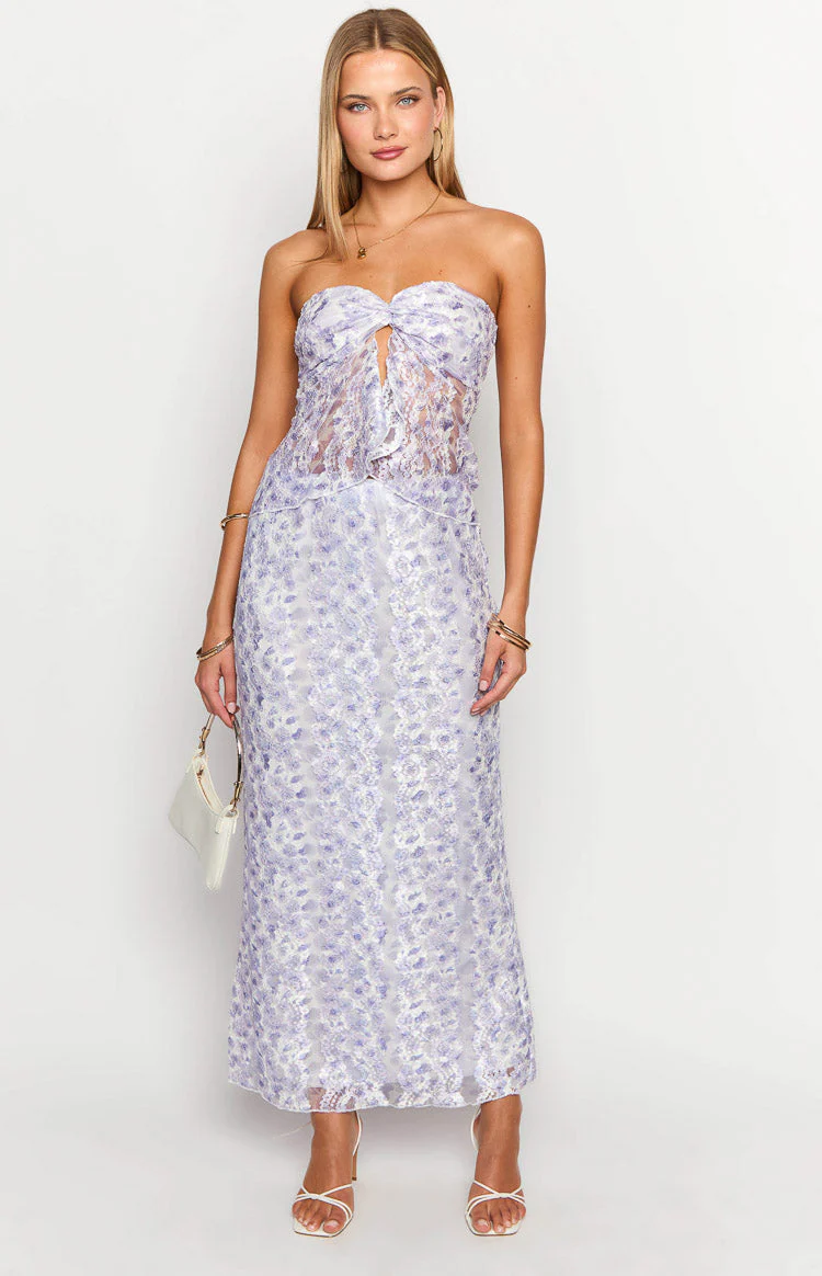 Faint Purple Lace Maxi Skirt