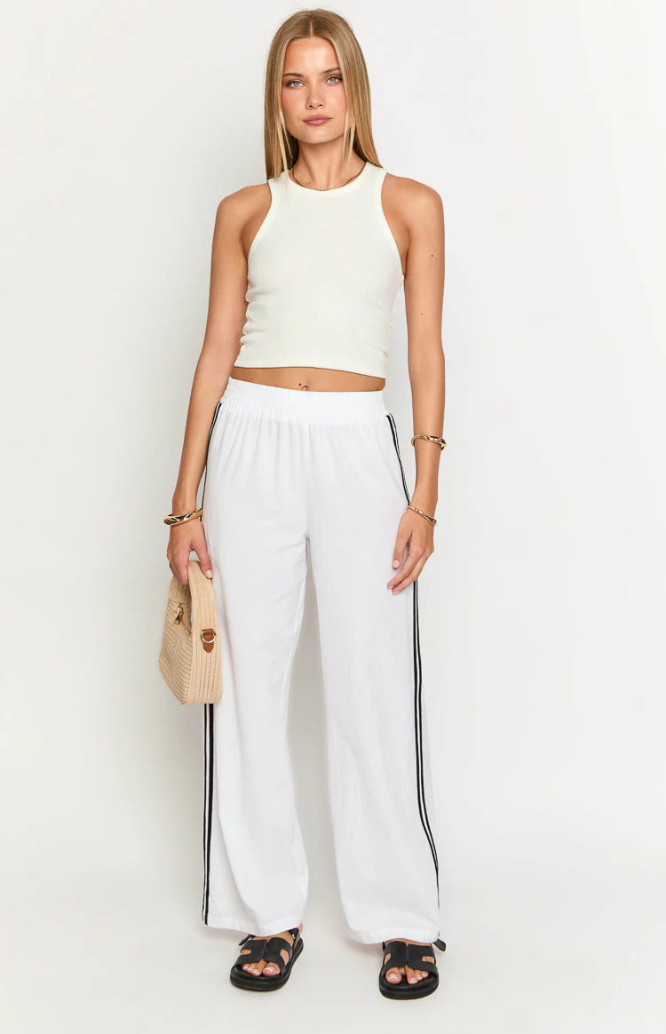 Jenner White Linen Blend Pants
