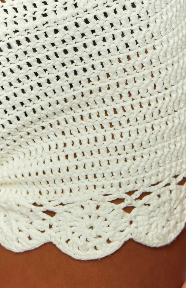 Holiday White Crochet Shorts