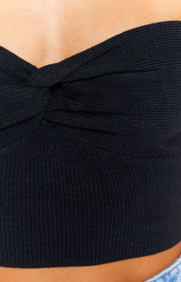 Jessica Black Twist Front Bandeau Top