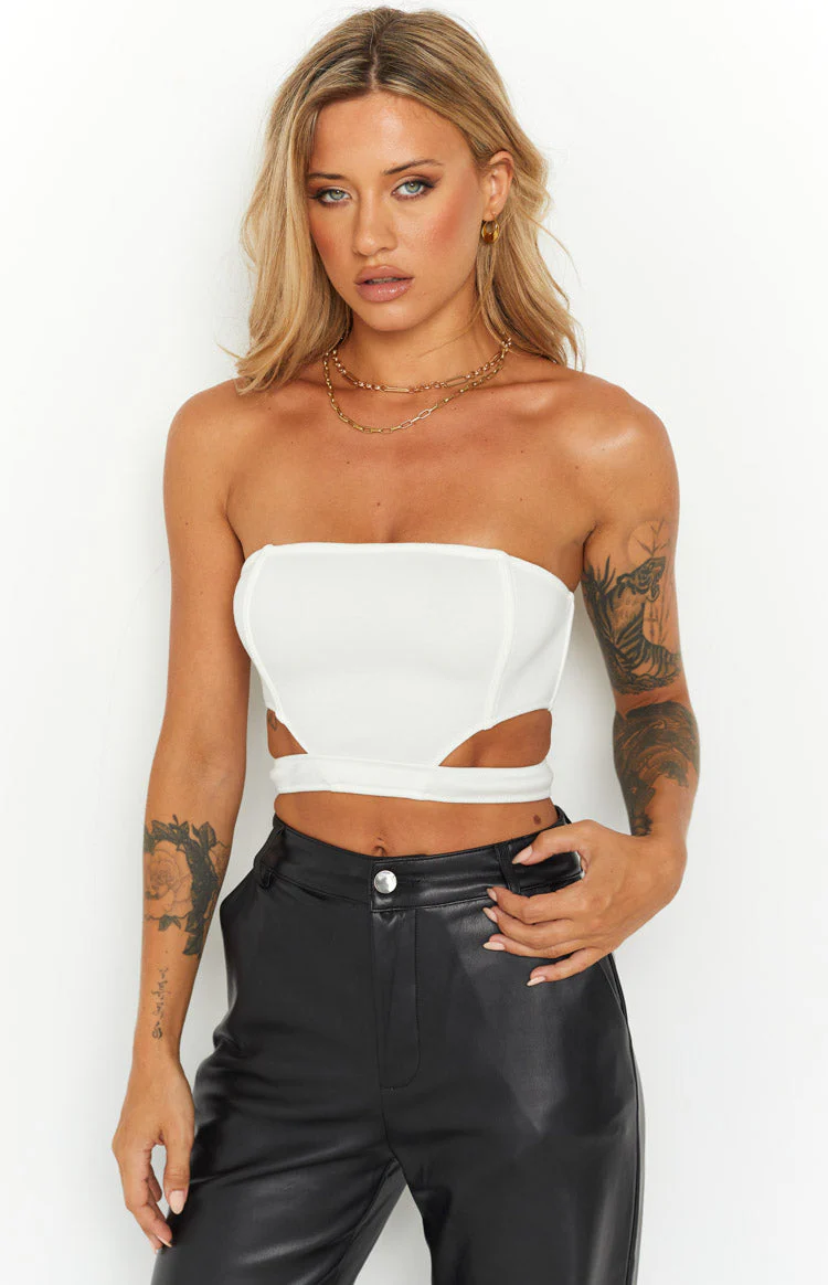 Emerson White Strapless Crop Top