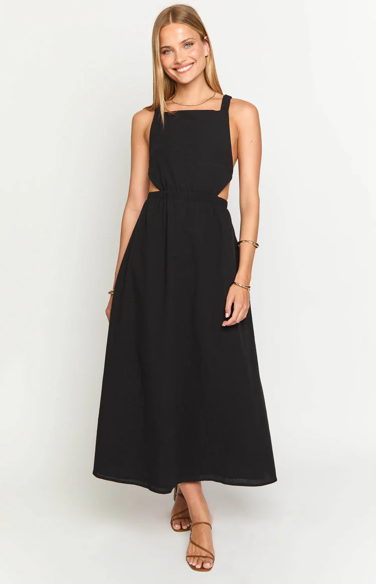 Kensie Black Backless Midi Dress