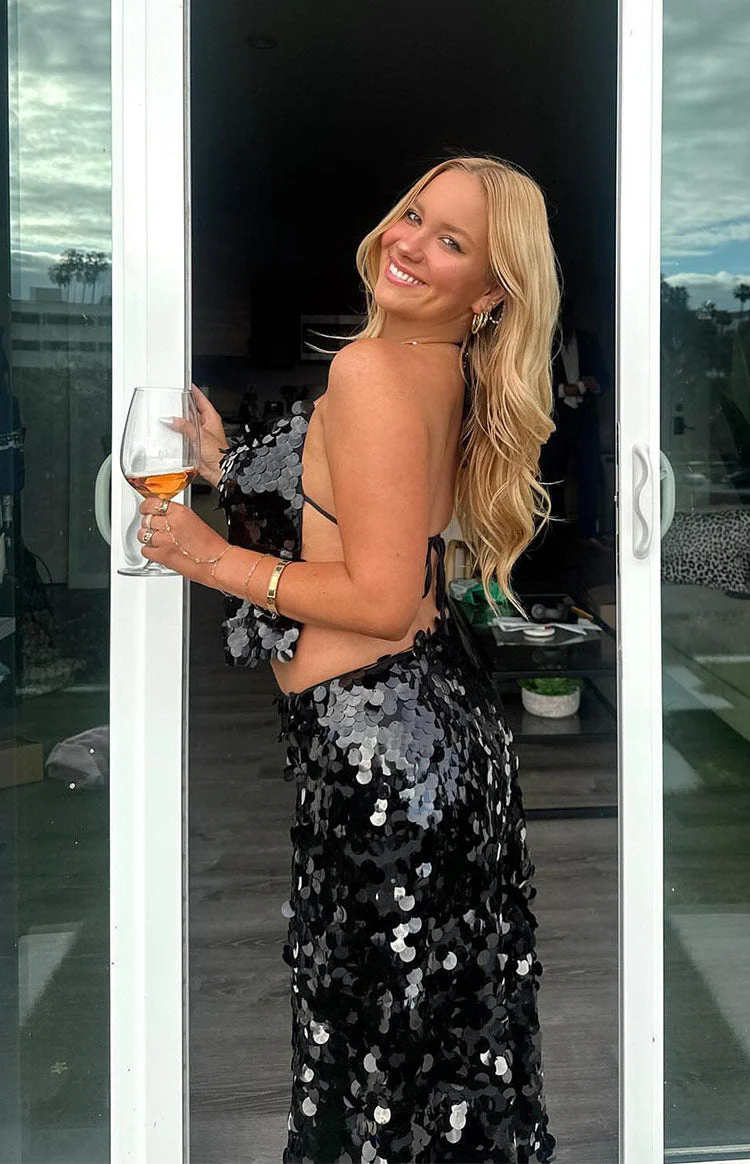 Ibiza Black Sequin Strapless Top