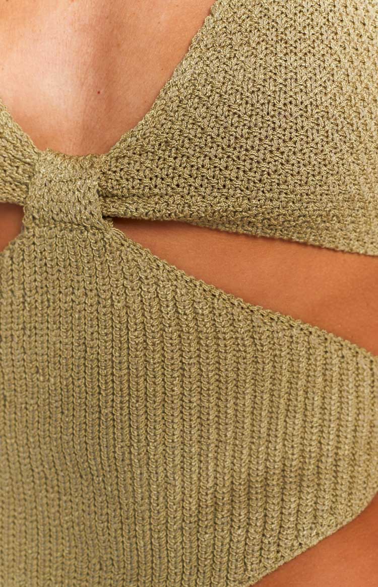 Opal Khaki Cut Out Crop Top