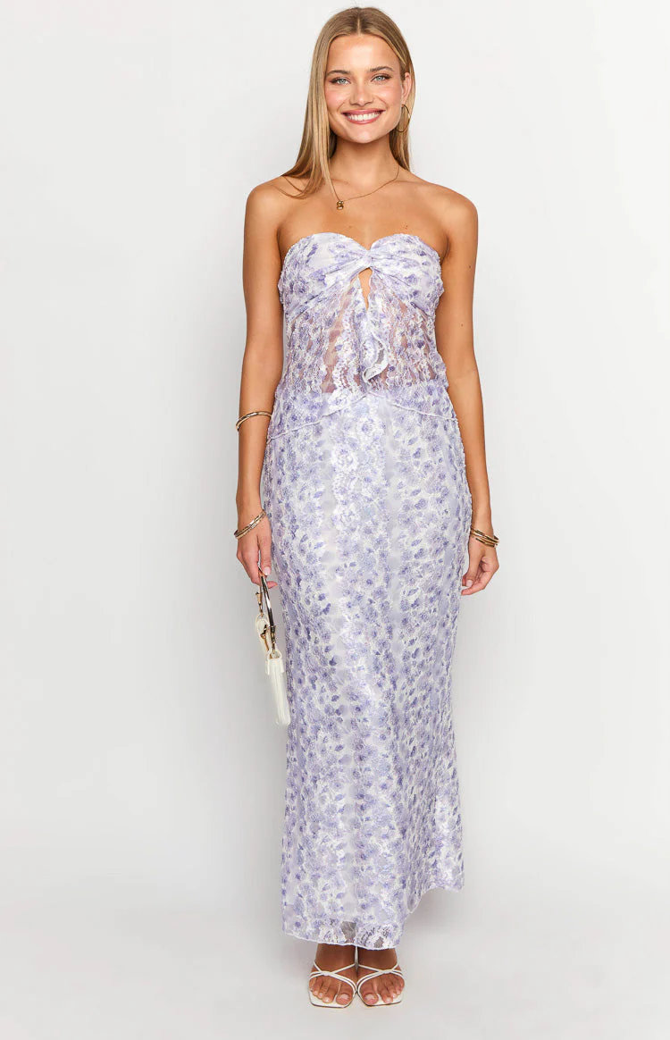 Faint Purple Lace Maxi Skirt