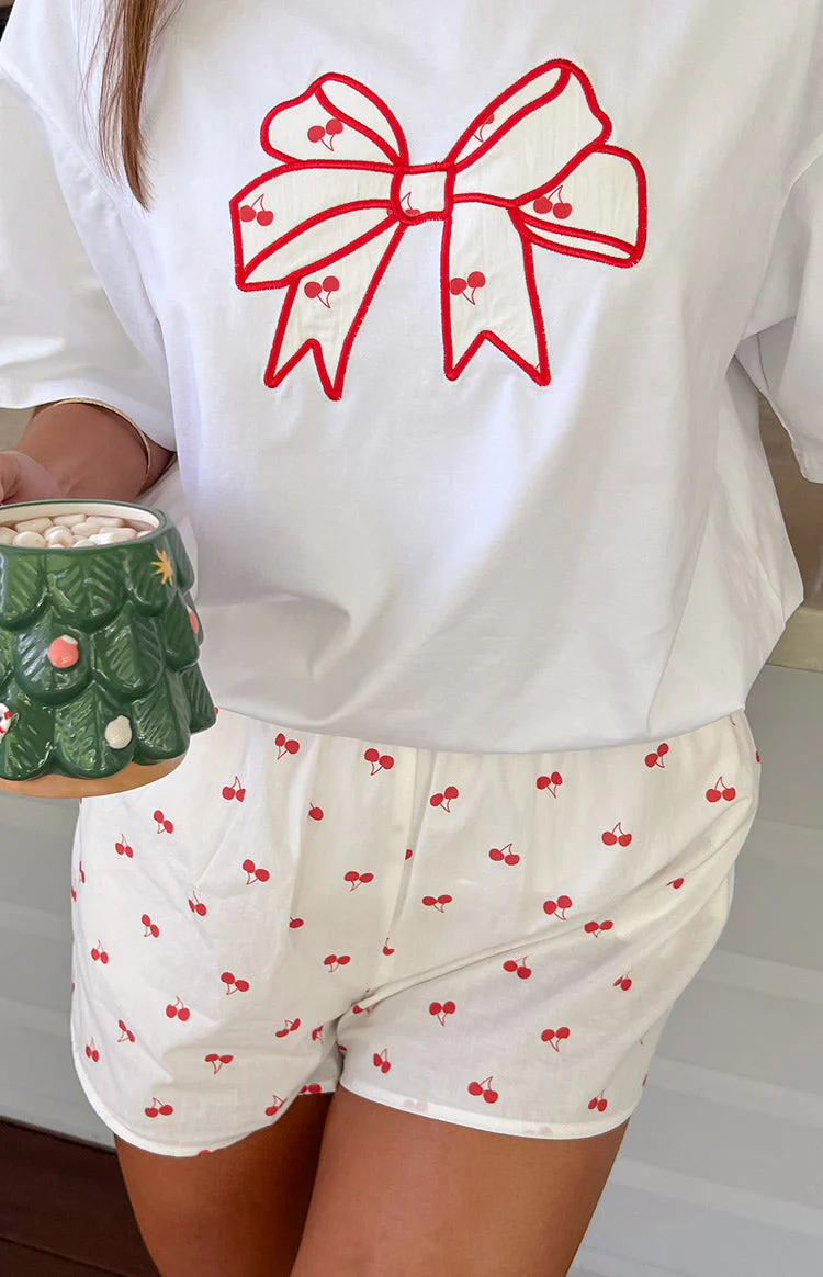 Alexea Cherry Print Pajama Shorts