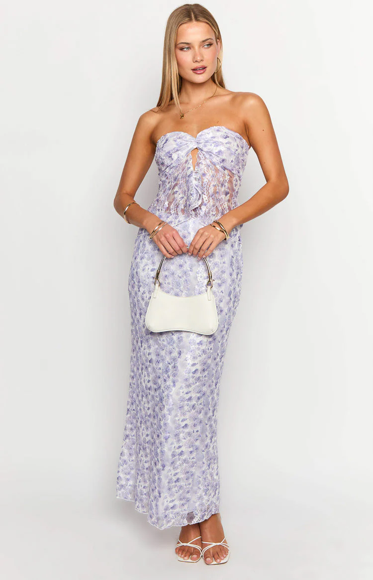 Faint Purple Lace Strapless Top