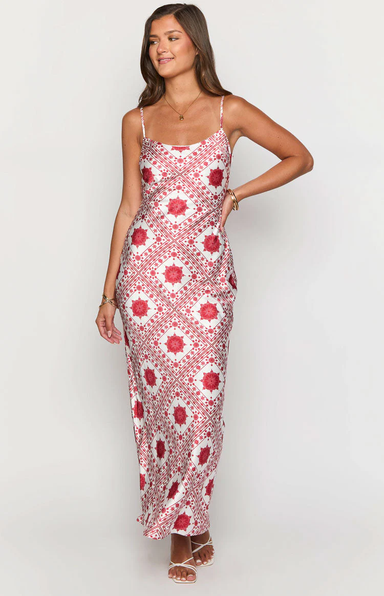 Renesmee Red Tile Print Maxi Dress