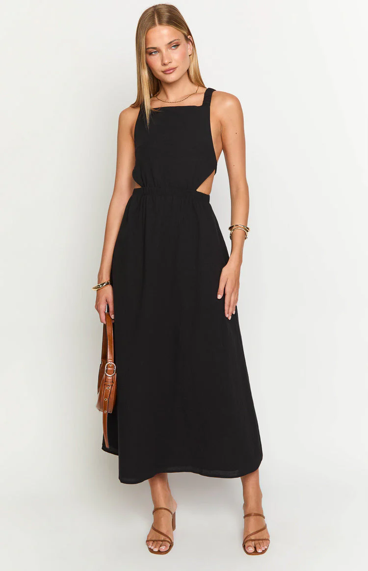 Kensie Black Backless Midi Dress