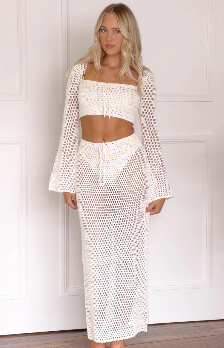 Dally White Crochet Crop Top
